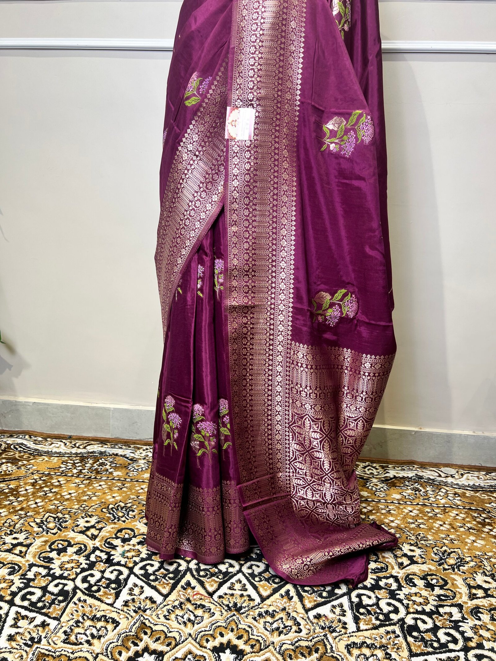 Wine Purple Viscose Meena Saree - Image 6