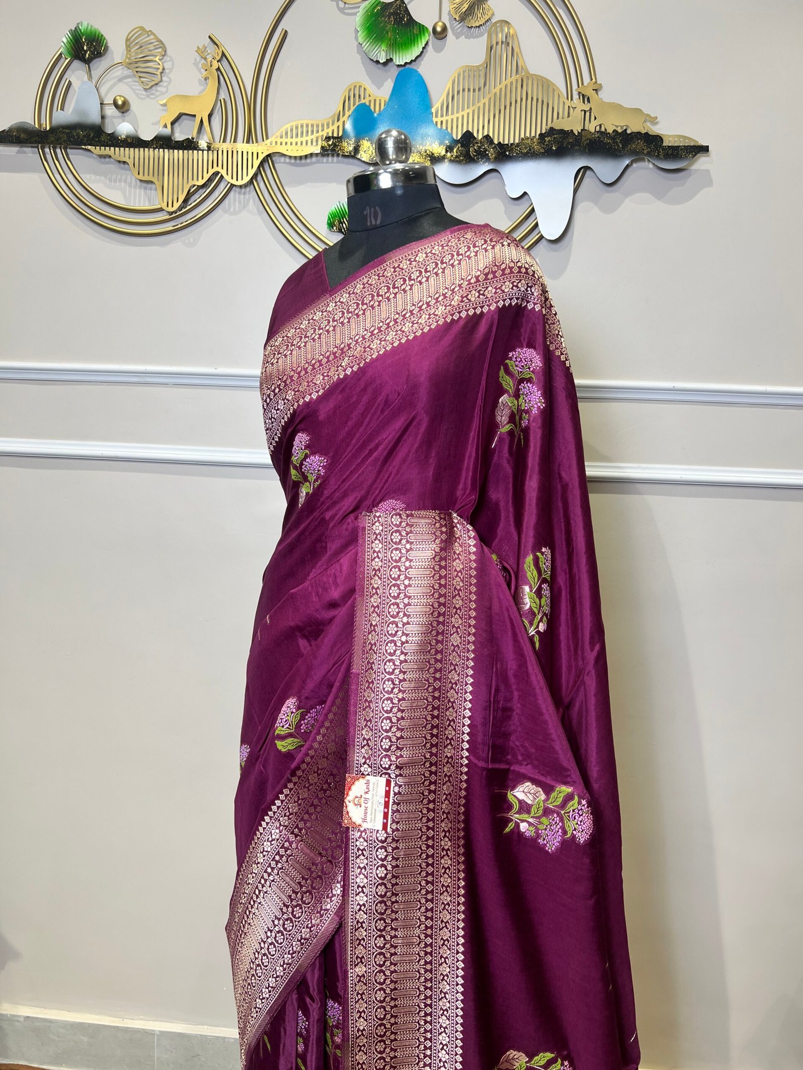 Wine Purple Viscose Meena Saree - Image 5