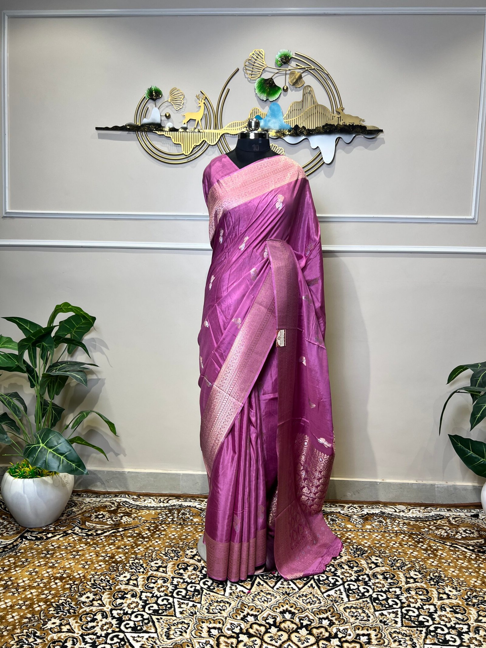 Lavender Purple Sona Rupa Viscose Saree - Image 2