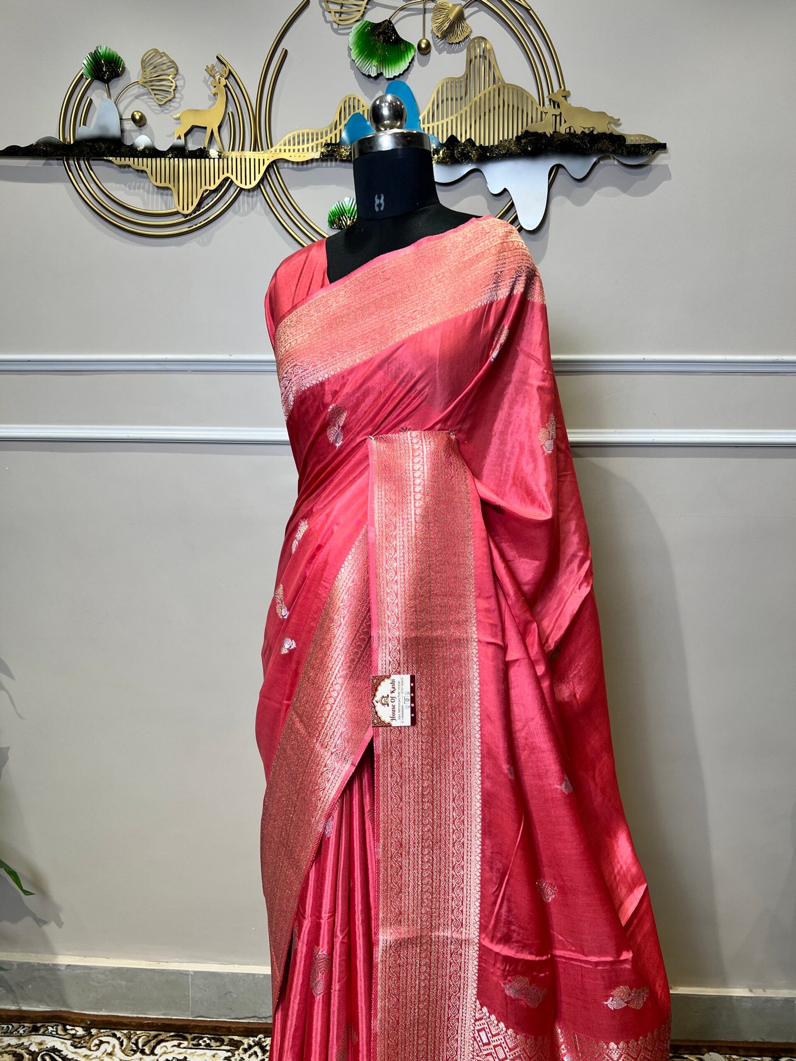 Pink Viscose Sonarupa Saree with Silver Zari Woven Border & Traditional Pallu - Image 7