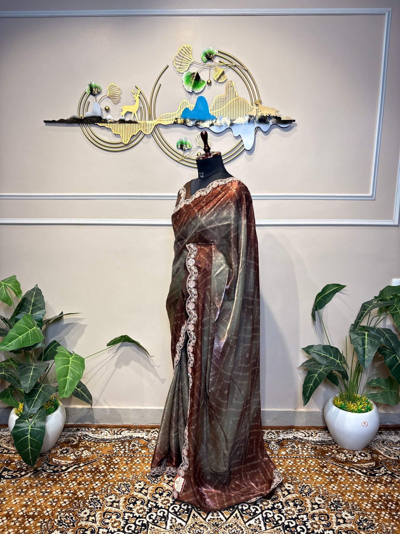Coffee Brown Designer Saree with Embroidered Border - Image 5