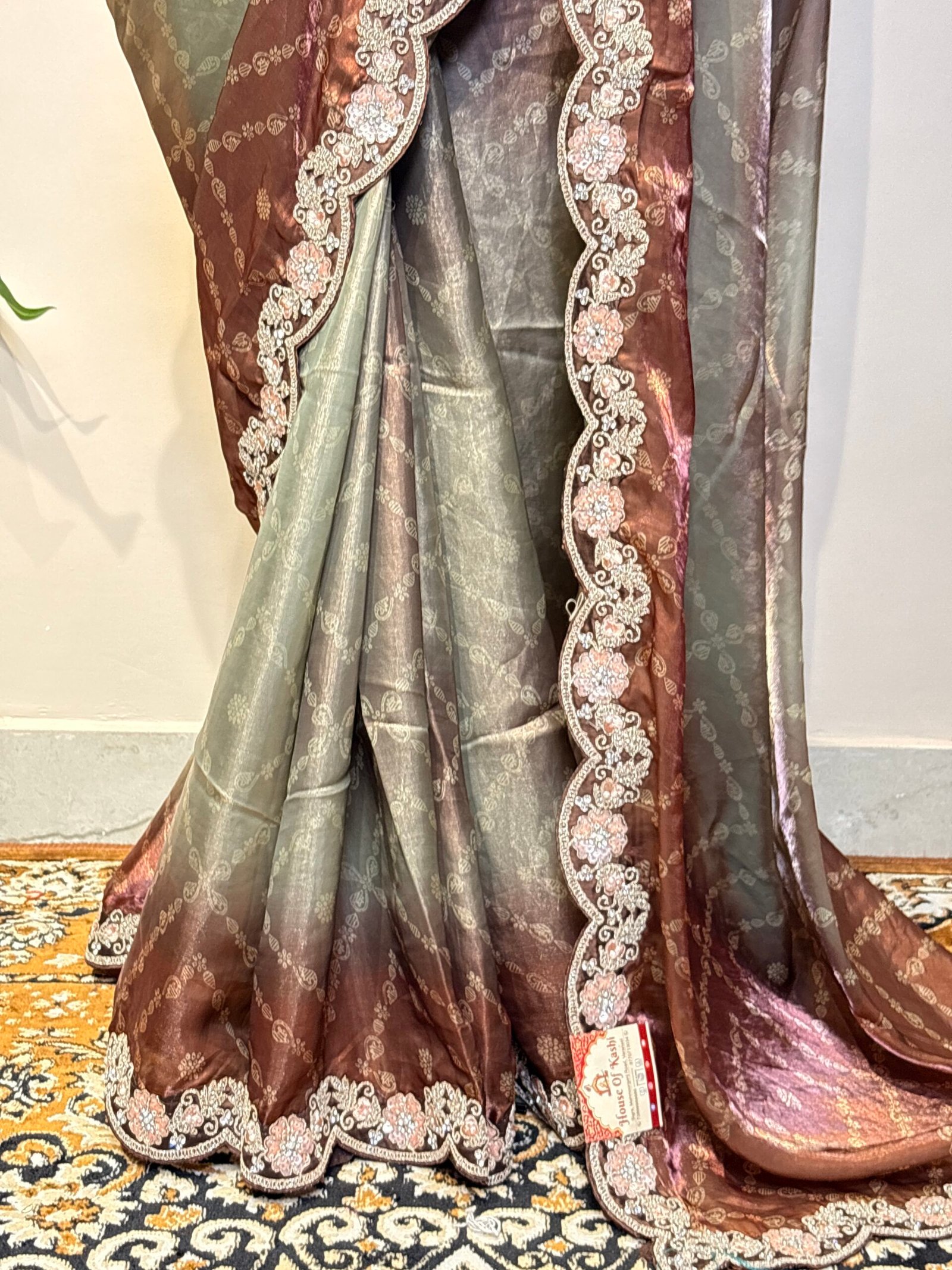 Coffee Brown Designer Saree with Embroidered Border - Image 7