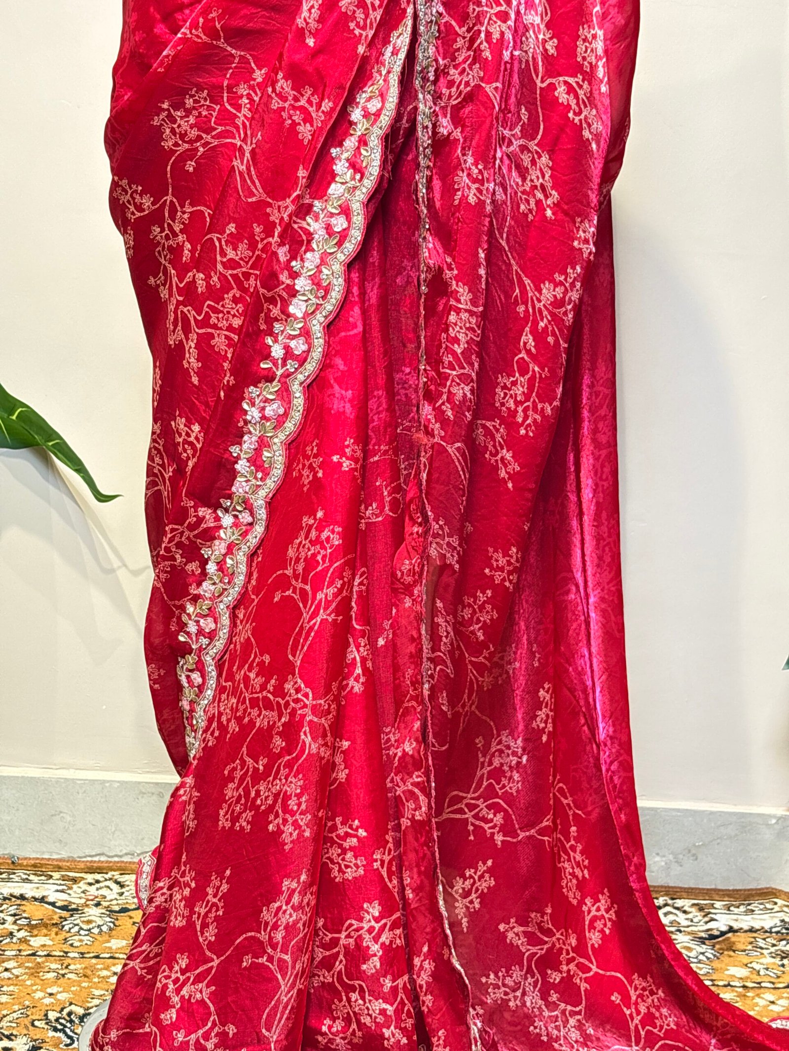 Wine Red Designer Saree - Image 8