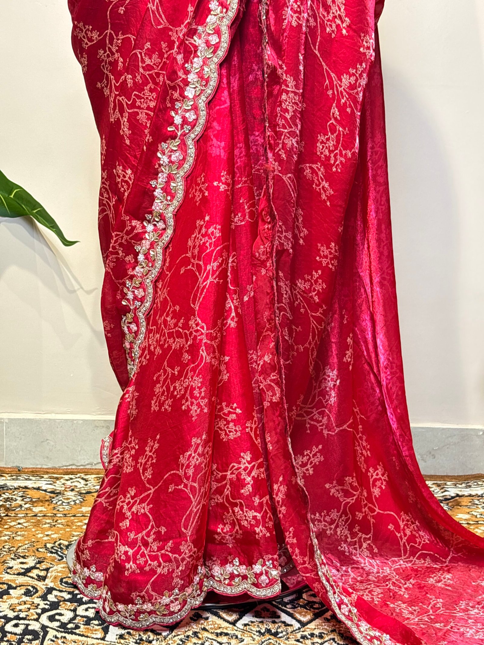 Wine Red Designer Saree - Image 4