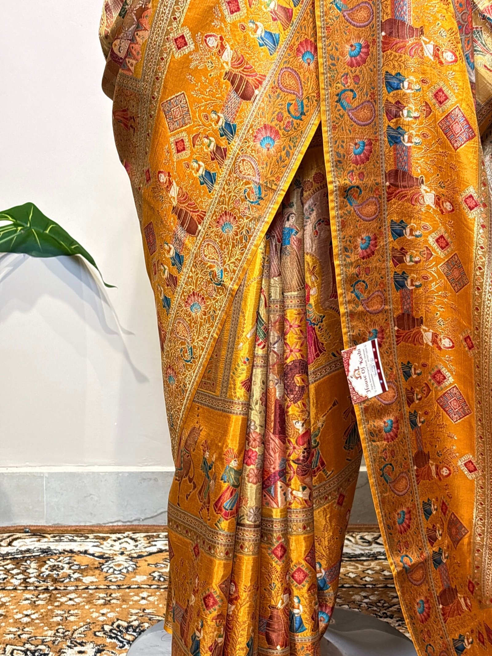 Pure Banarasi Silk Meenakari Saree – Mustard Gold - Image 4