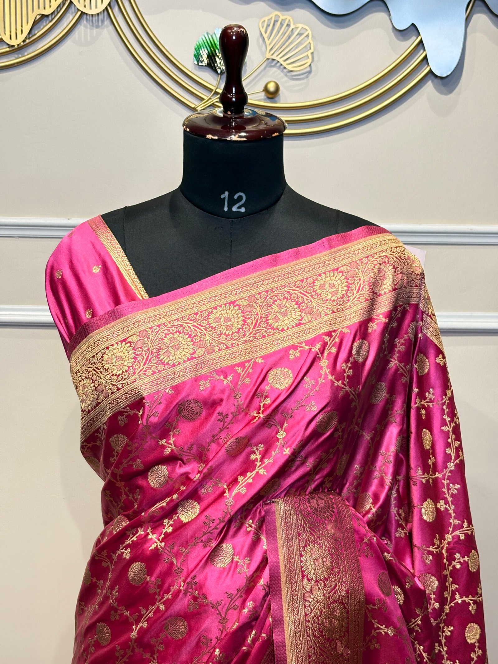 Premium Rani Pink Banarasi Silk Saree - Image 2