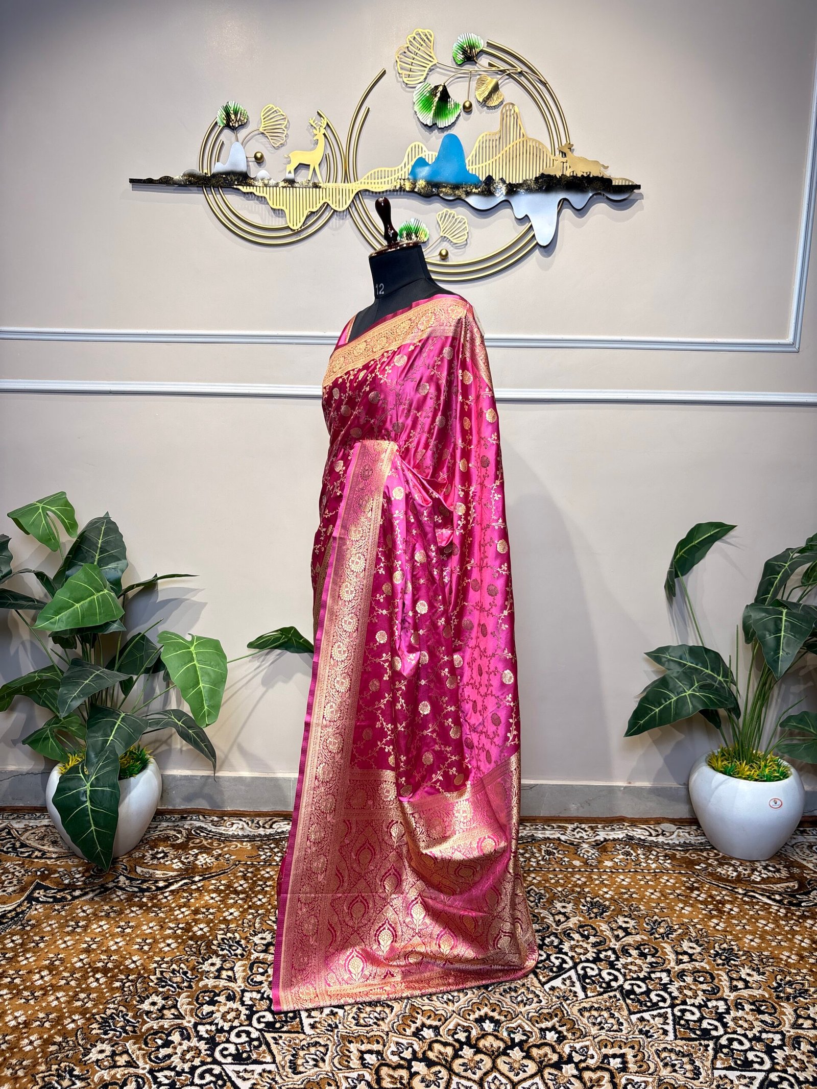 Premium Rani Pink Banarasi Silk Saree - Image 3