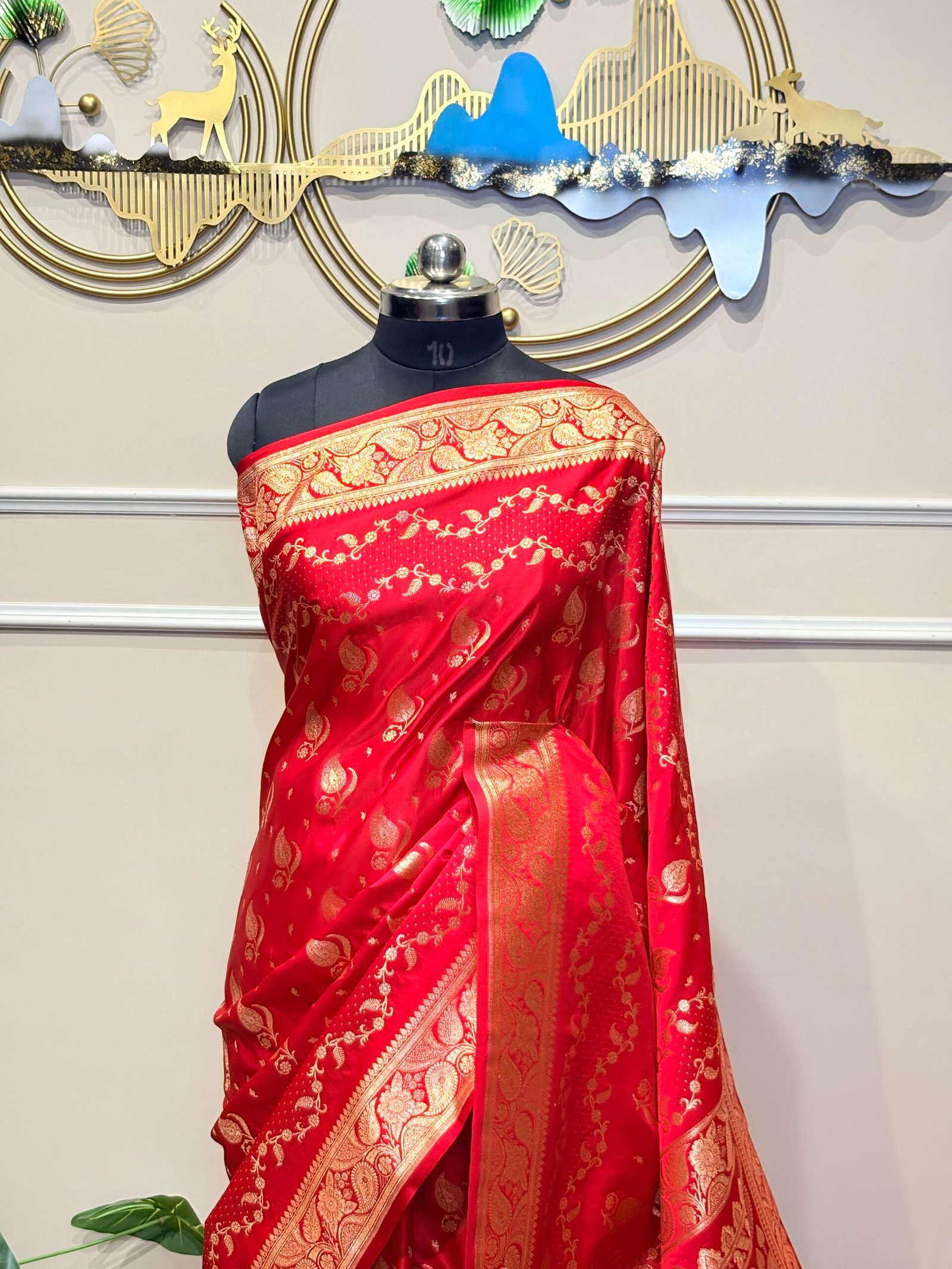 Royal Crimson Banarasi Silk Saree - Image 3