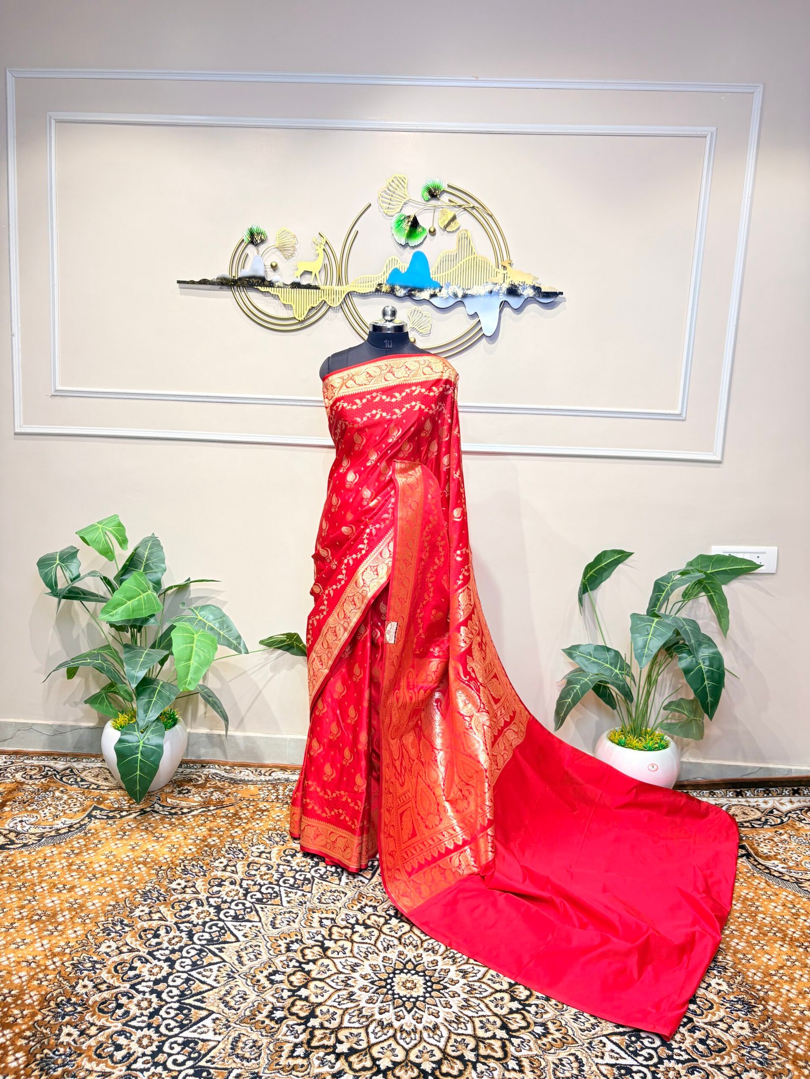 Royal Crimson Banarasi Silk Saree - Image 2