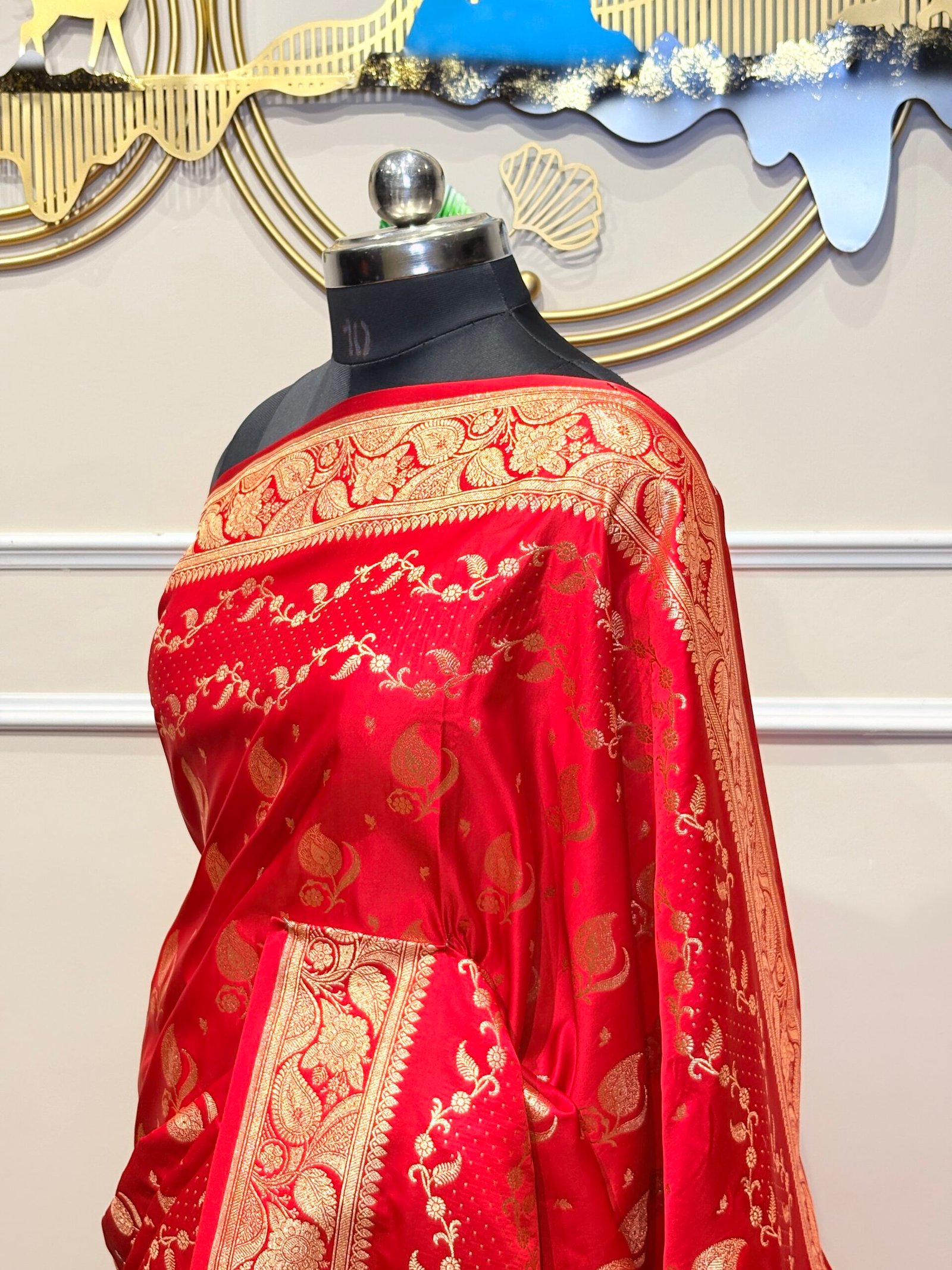 Royal Crimson Banarasi Silk Saree - Image 4