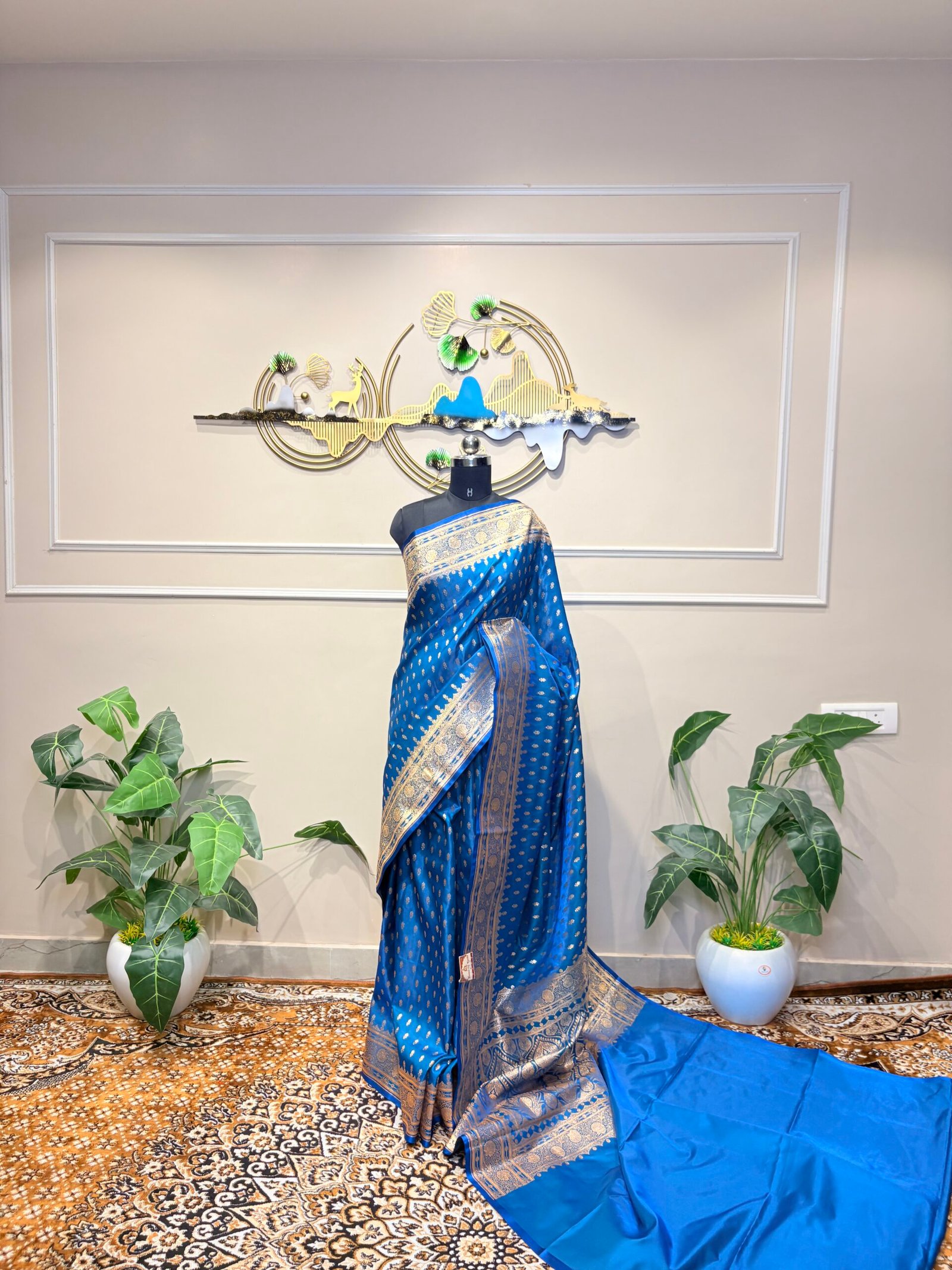 Royal Sapphire Blue Banarasi Saree - Image 2