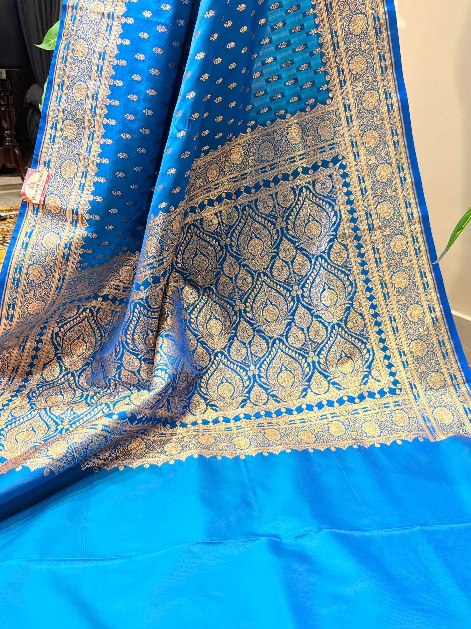 Royal Sapphire Blue Banarasi Saree - Image 7