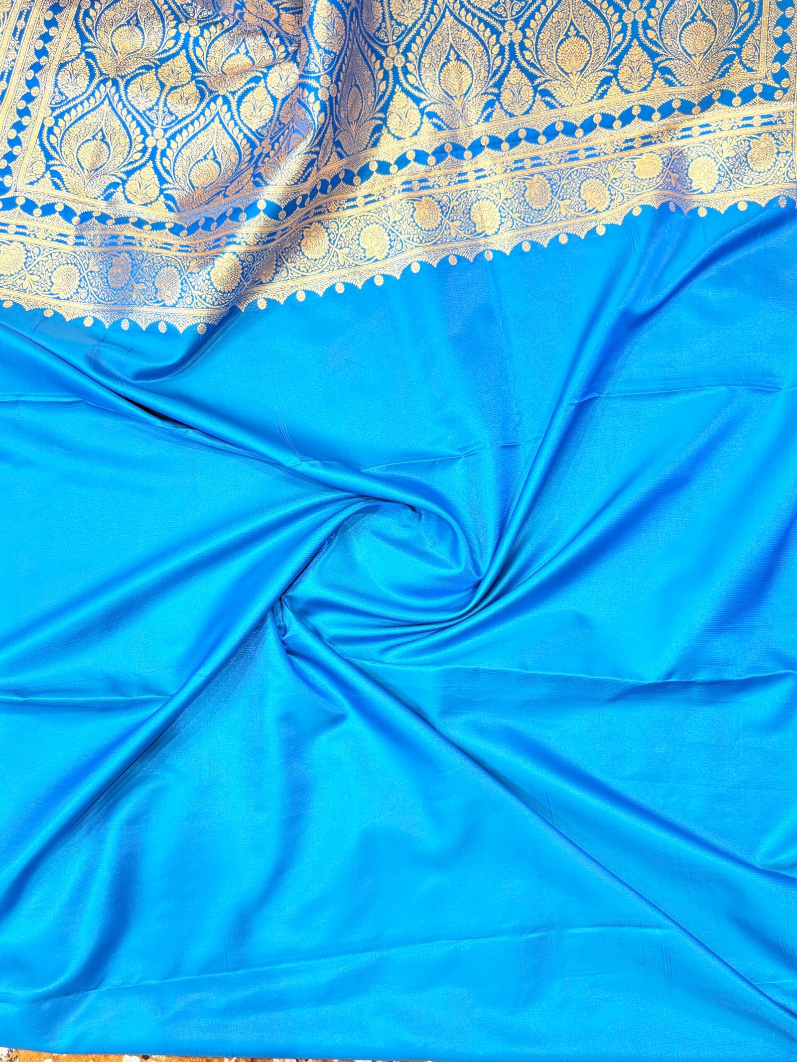 Royal Sapphire Blue Banarasi Saree - Image 6