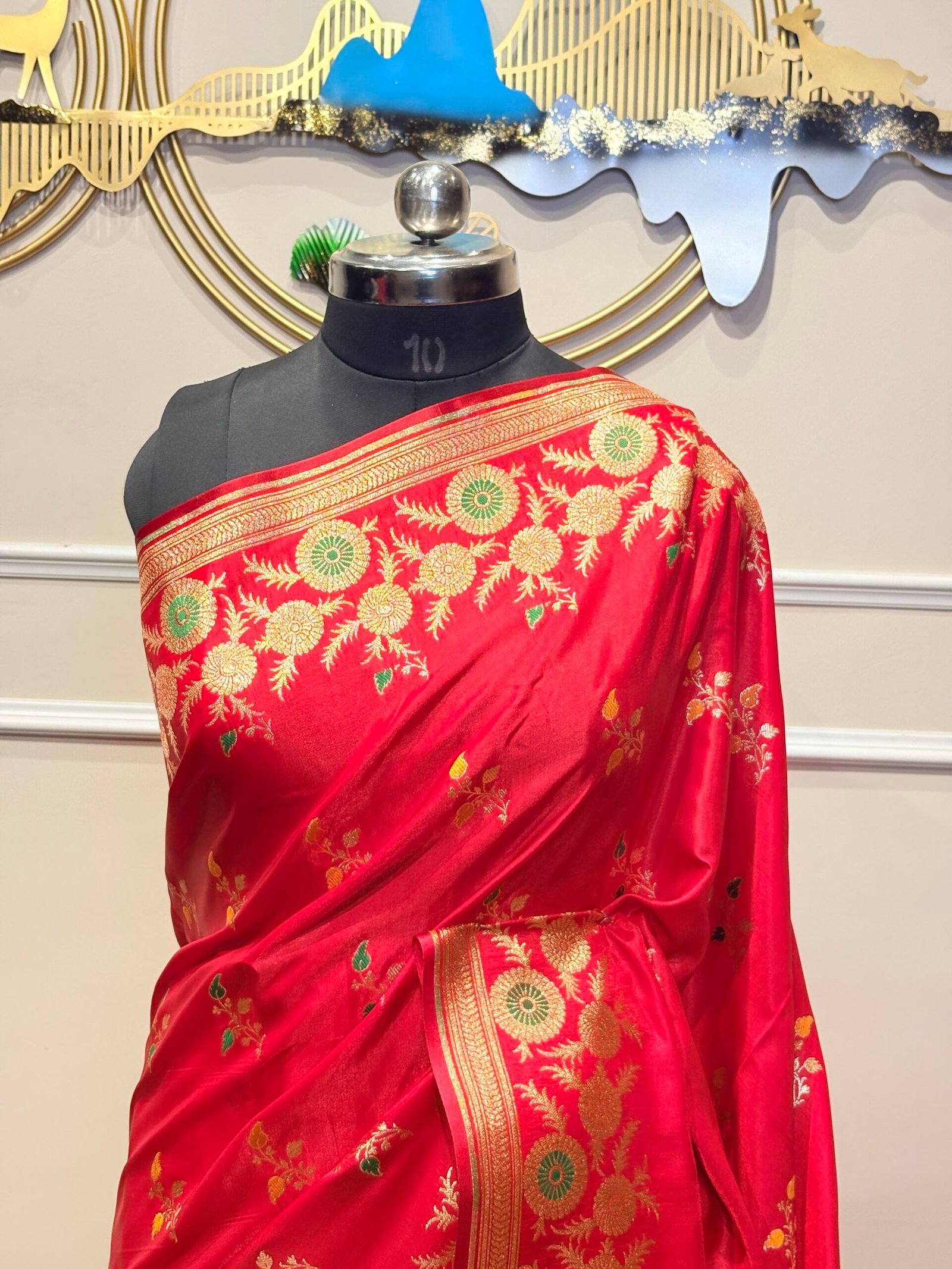 Crimson Meenakari Banarasi Silk Saree - Image 6