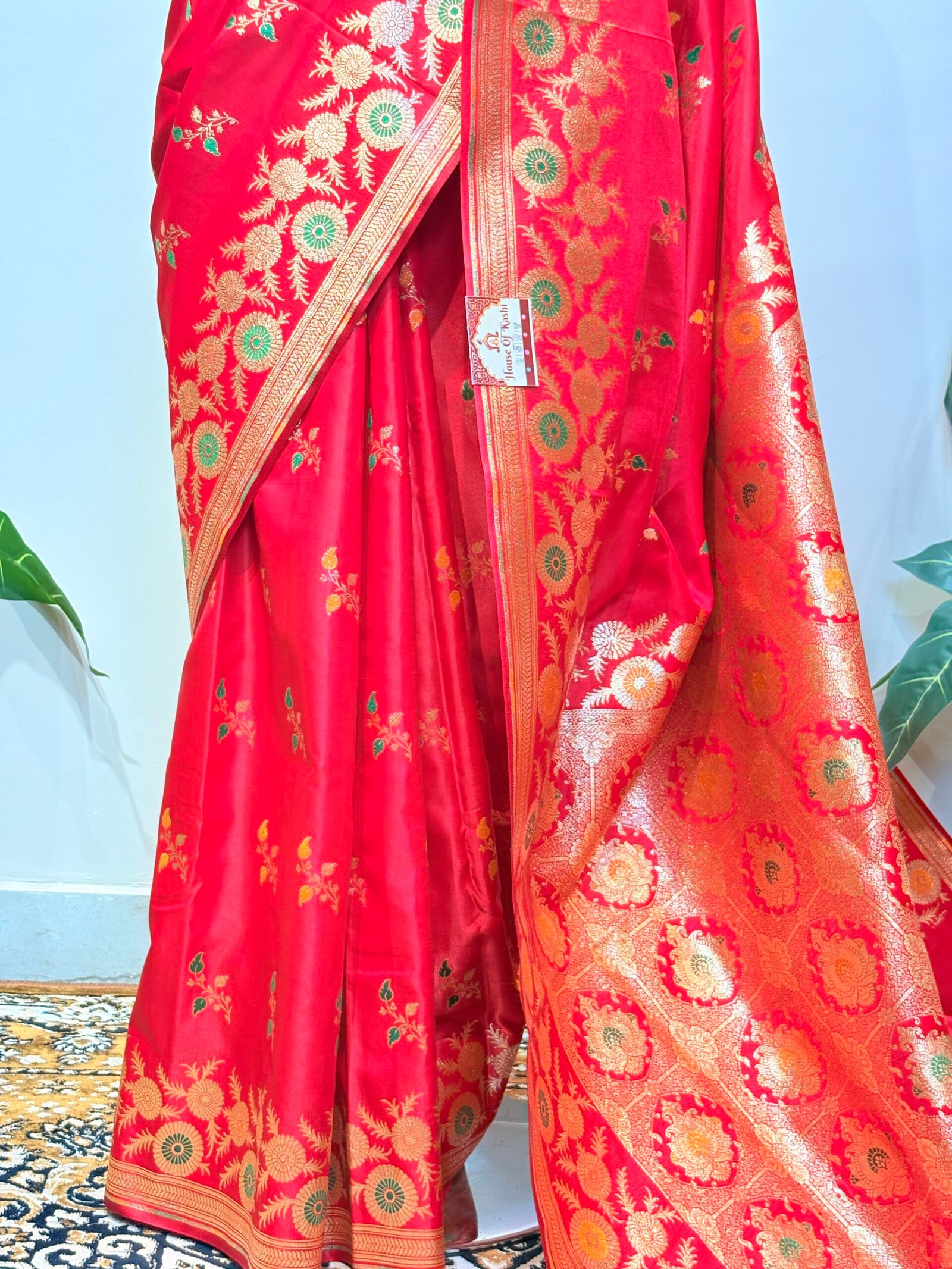 Crimson Meenakari Banarasi Silk Saree - Image 3