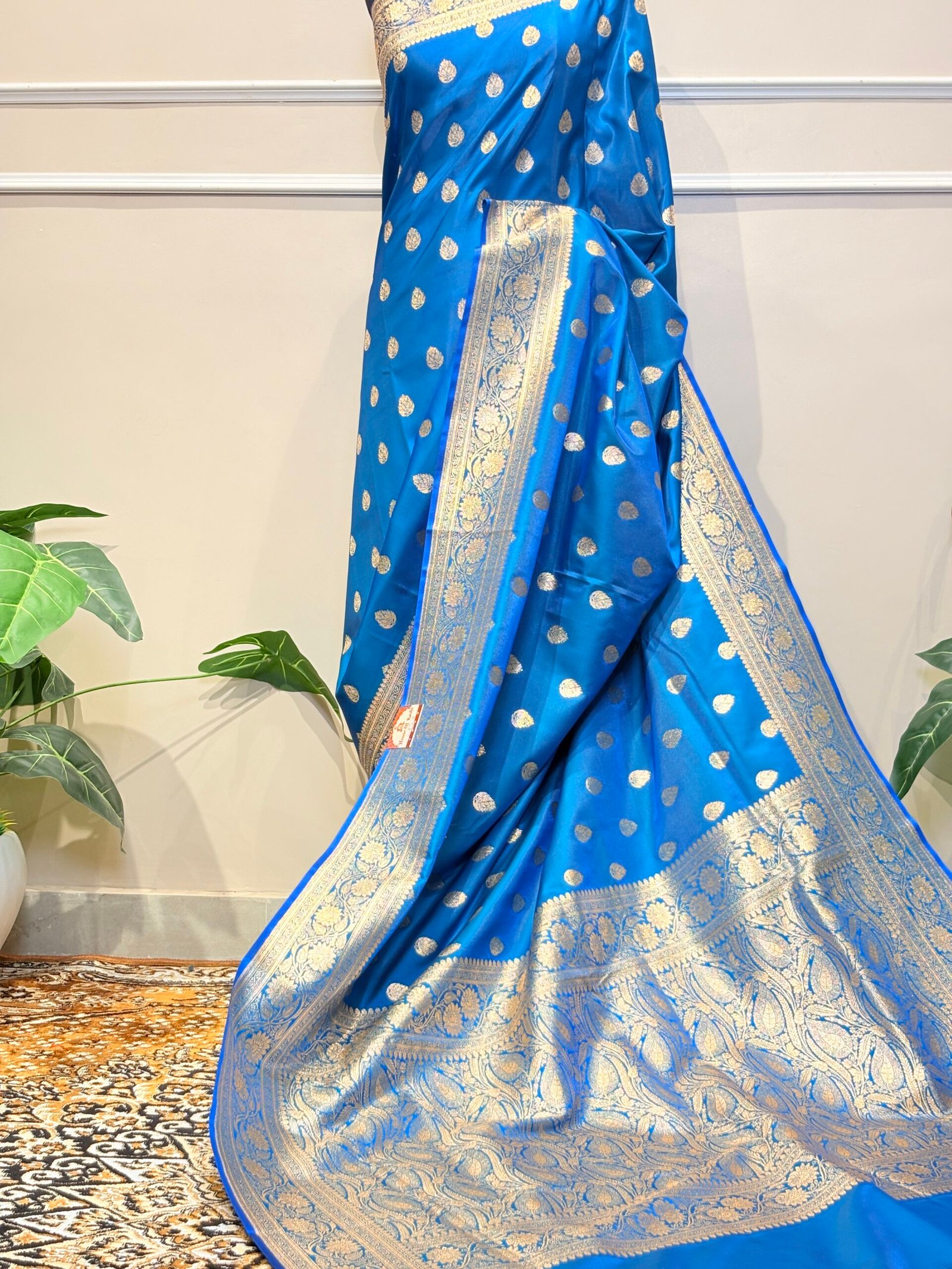 Royal Azure Blue Banarasi Silk Saree - Image 7