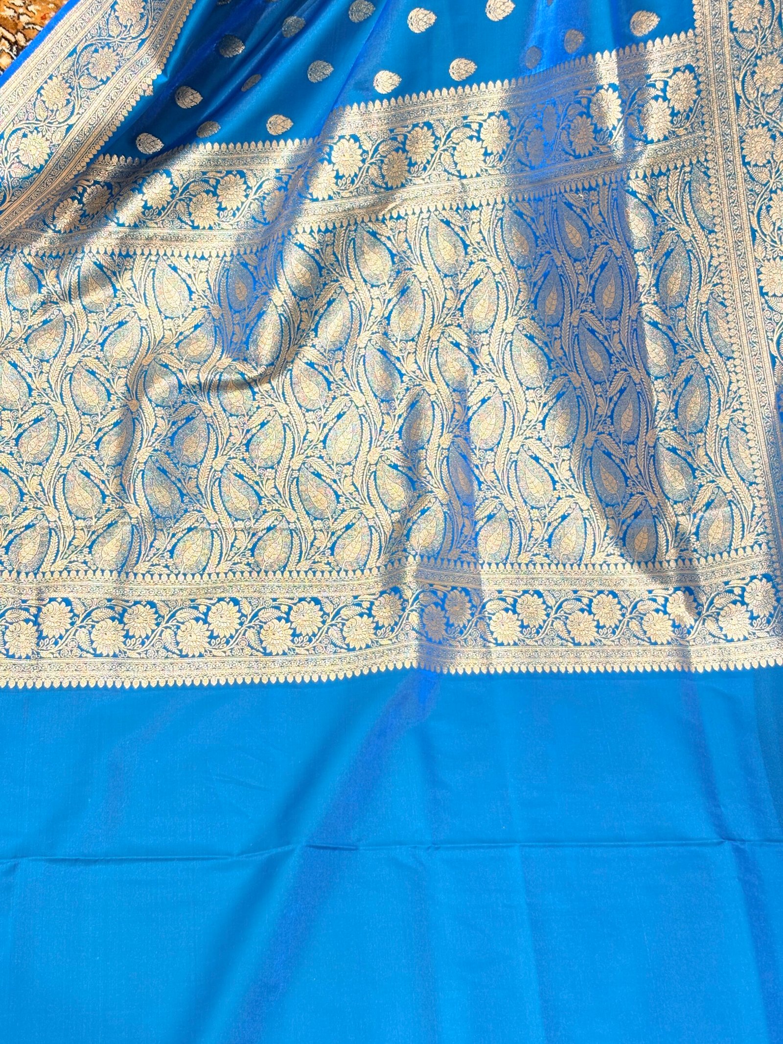 Royal Azure Blue Banarasi Silk Saree - Image 5