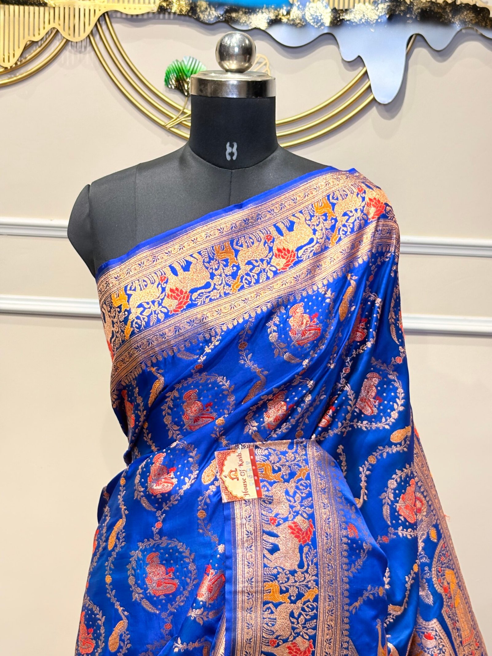 Banarasi Katan Silk Meenakari Saree with Silver Zari & Shikargah Weaving - Image 8