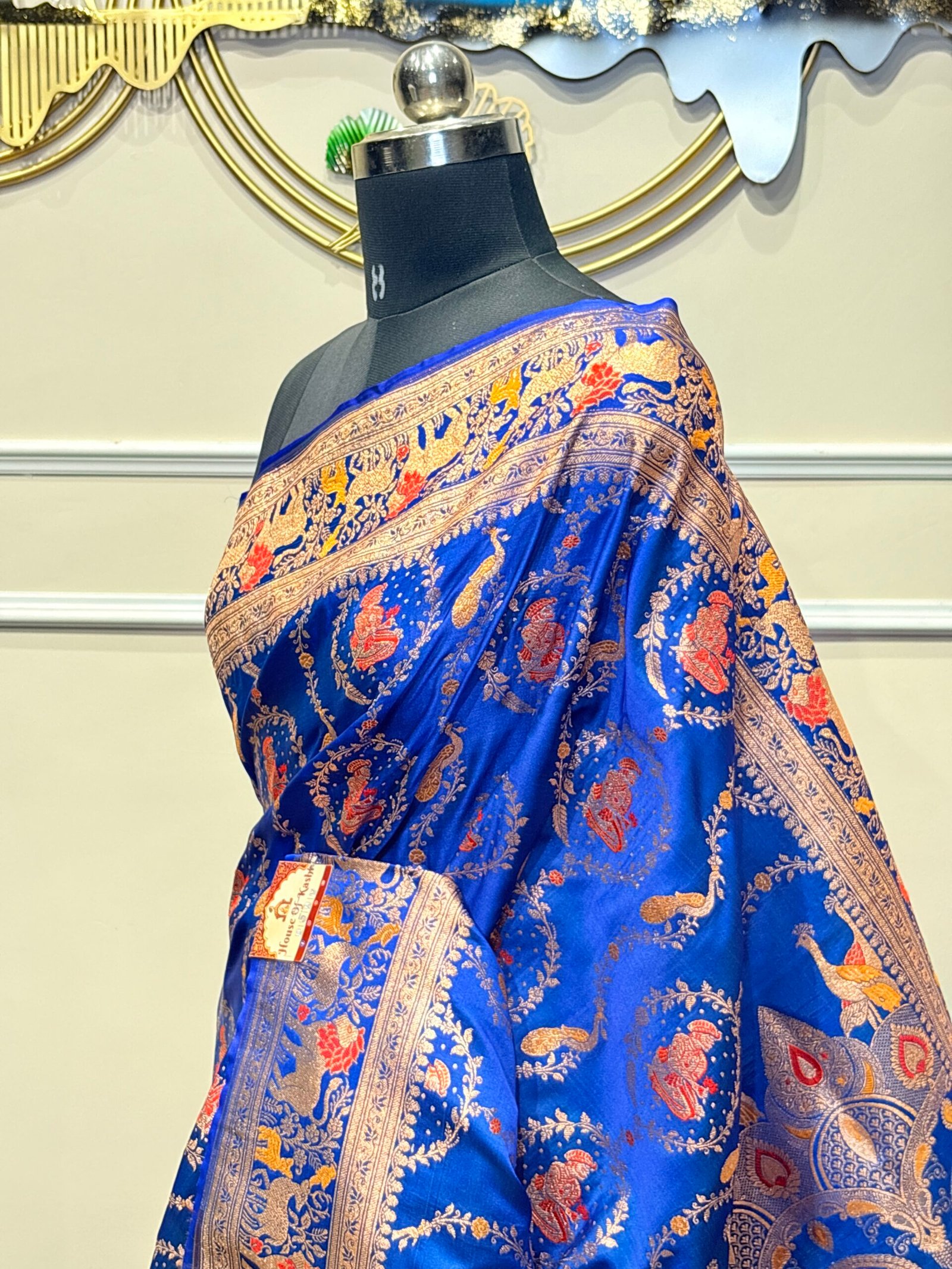 Banarasi Katan Silk Meenakari Saree with Silver Zari & Shikargah Weaving - Image 6