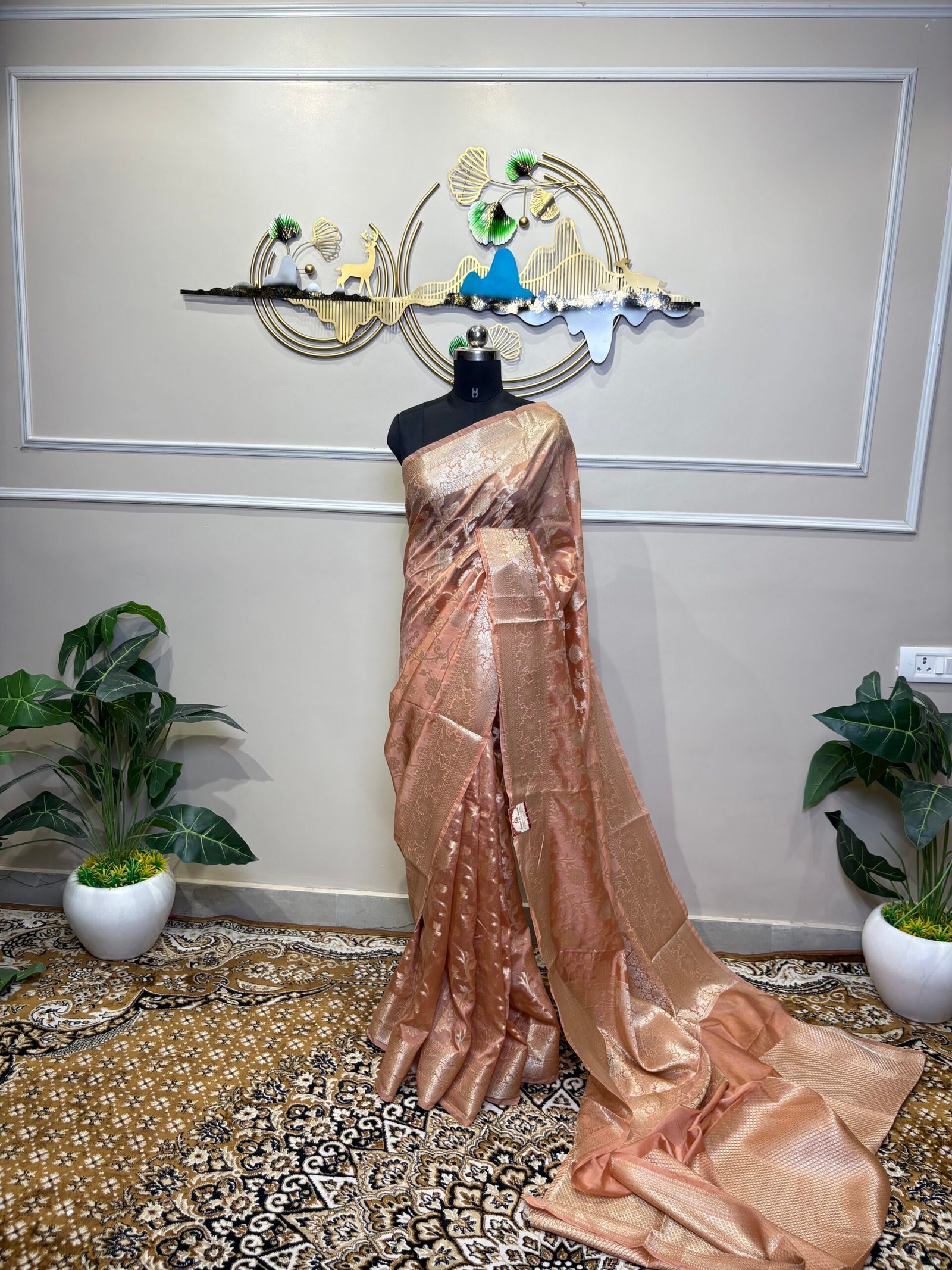 Peach Banarasi Viscose Silk Saree - Image 2