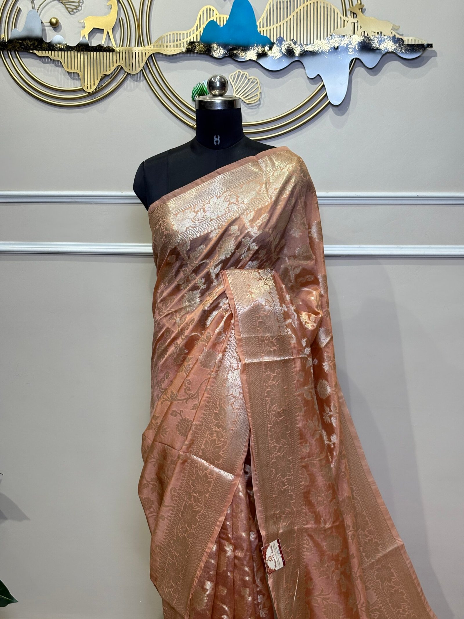 Peach Banarasi Viscose Silk Saree - Image 5