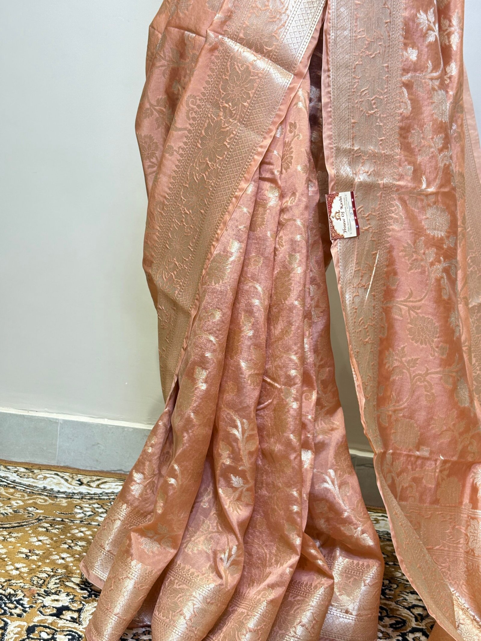 Peach Banarasi Viscose Silk Saree - Image 6