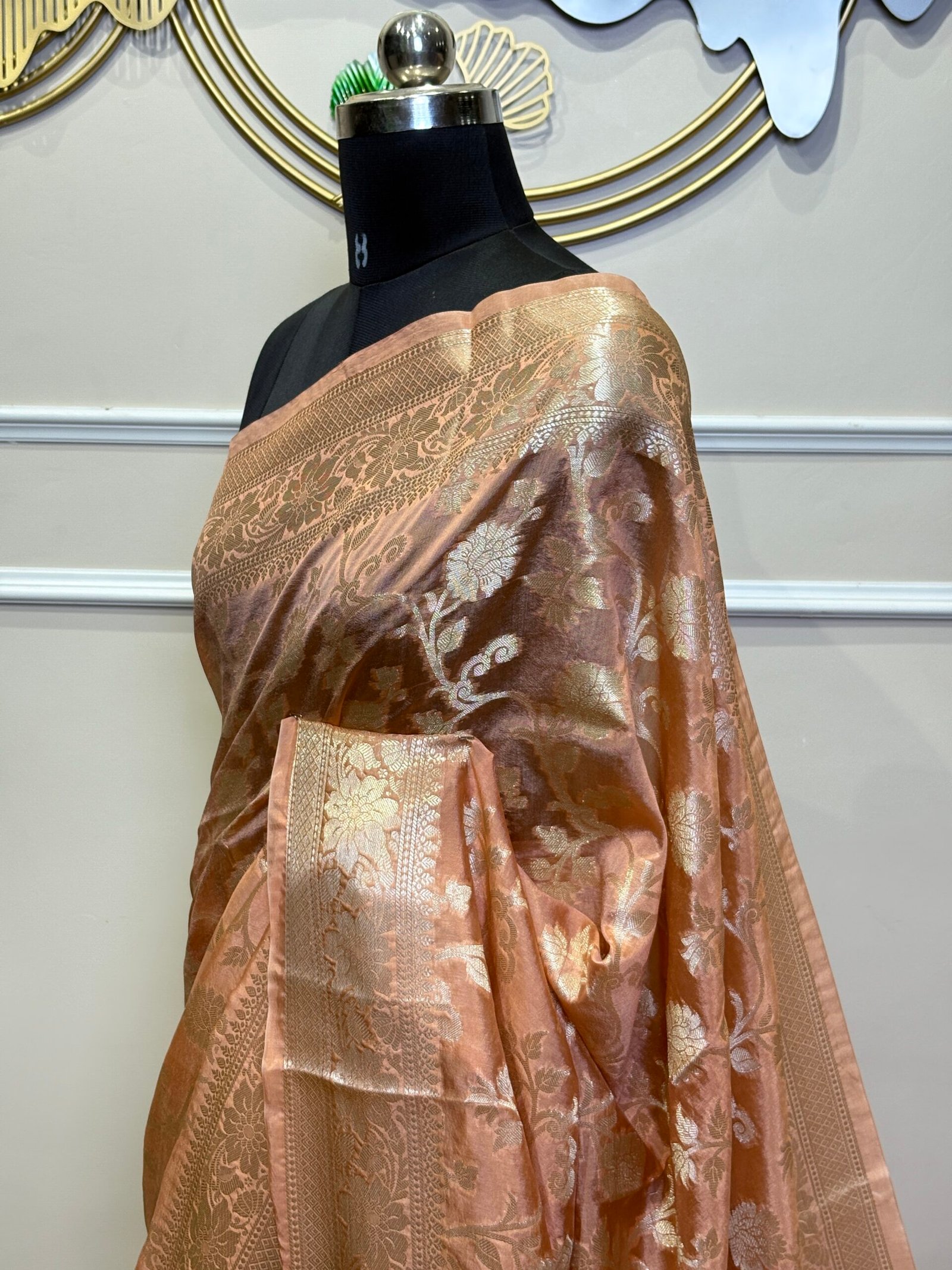 Peach Banarasi Viscose Silk Saree - Image 7