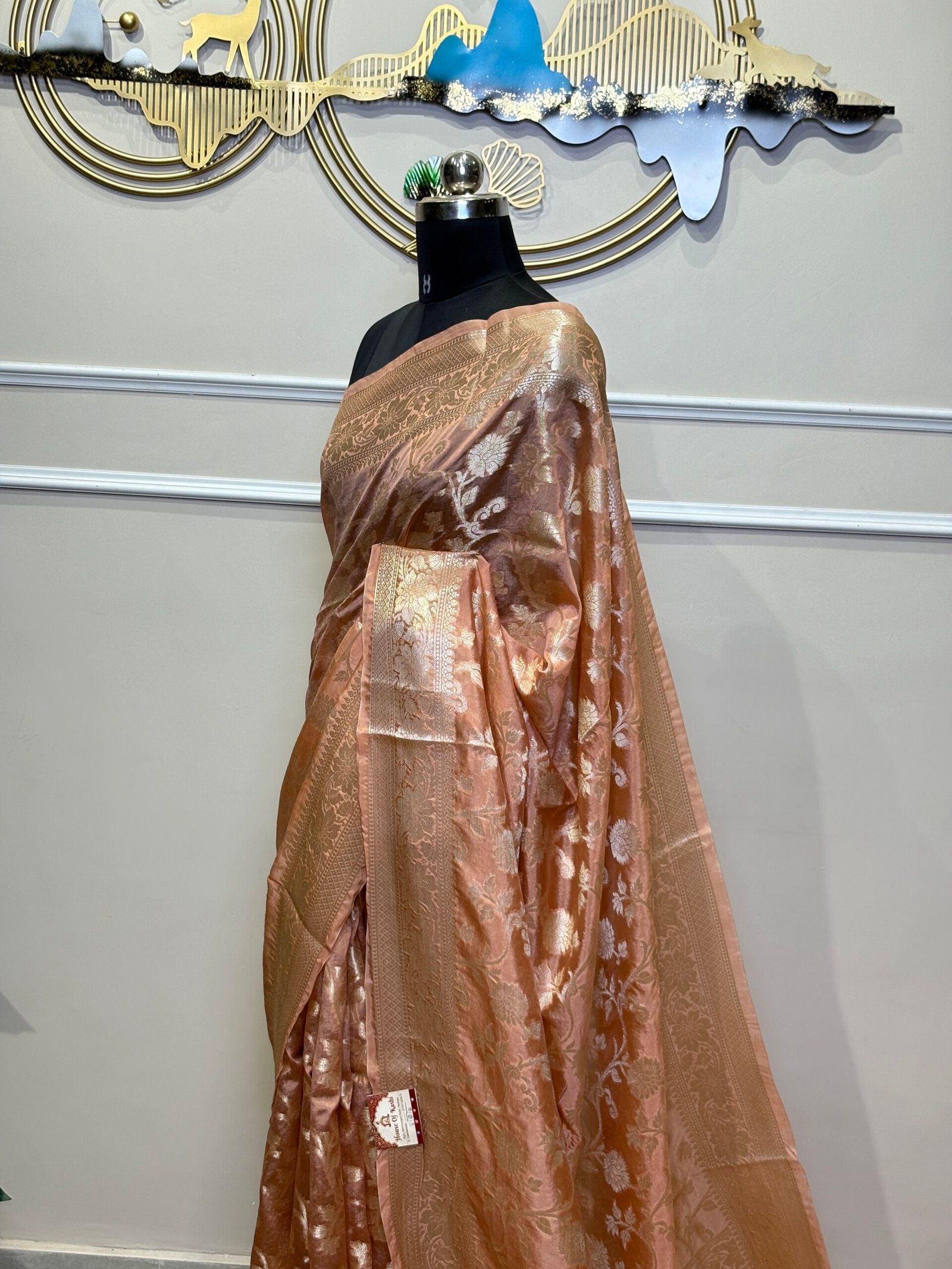 Peach Banarasi Viscose Silk Saree - Image 8