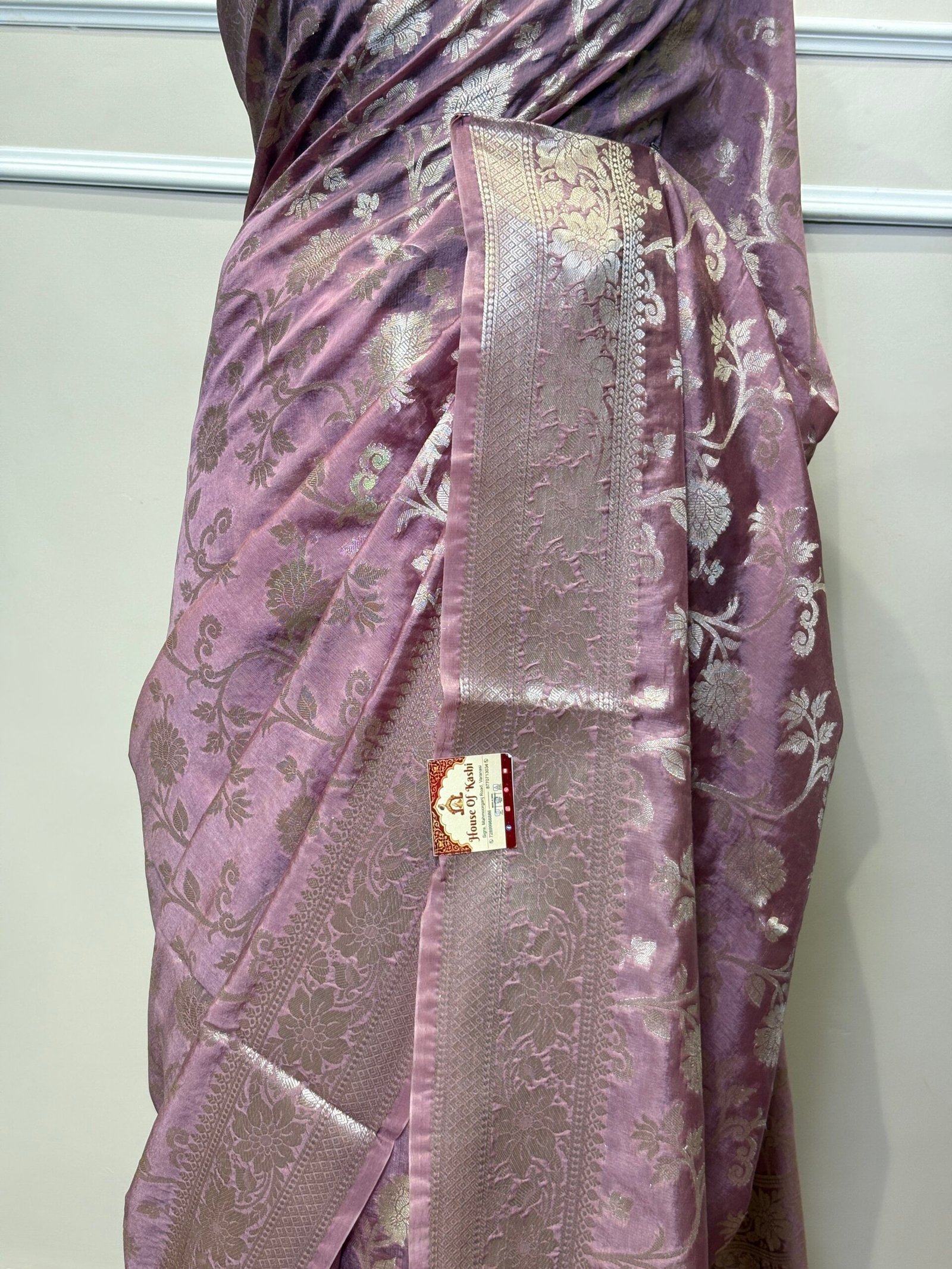 Mauve Banarasi Viscose Silk Saree - Image 7