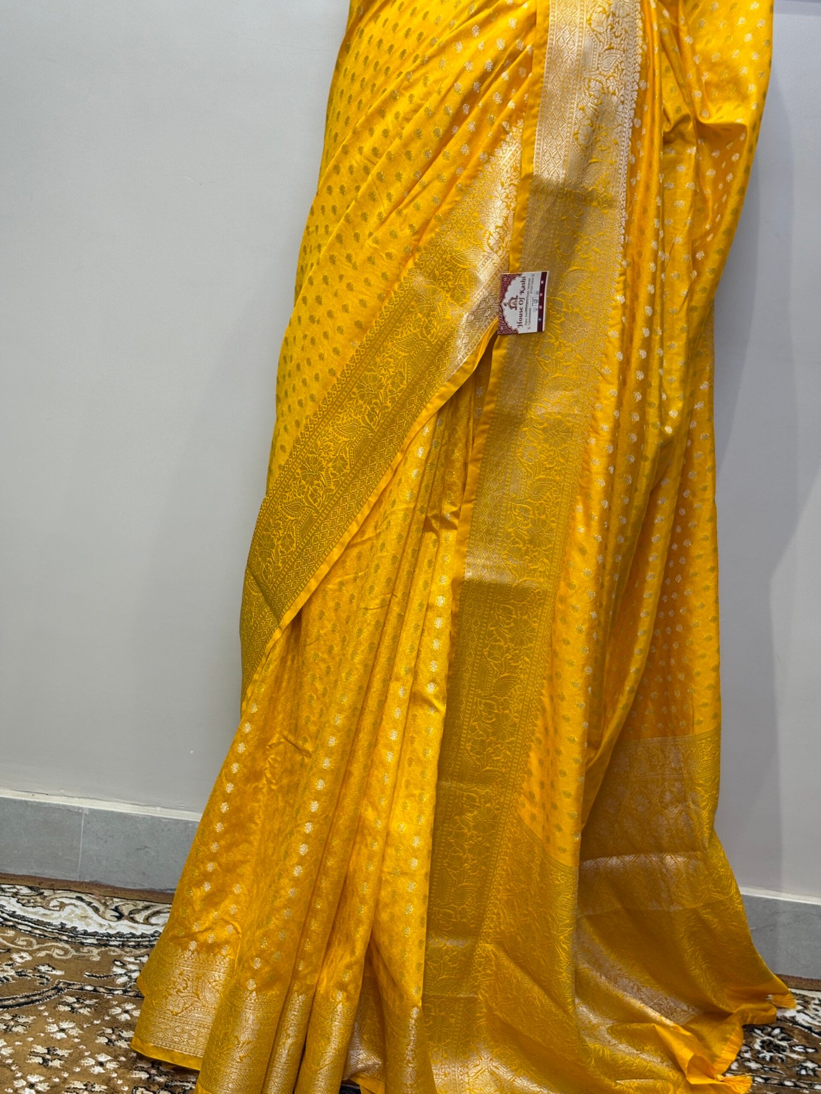 Mustard Yellow Banarasi Saree - Image 5