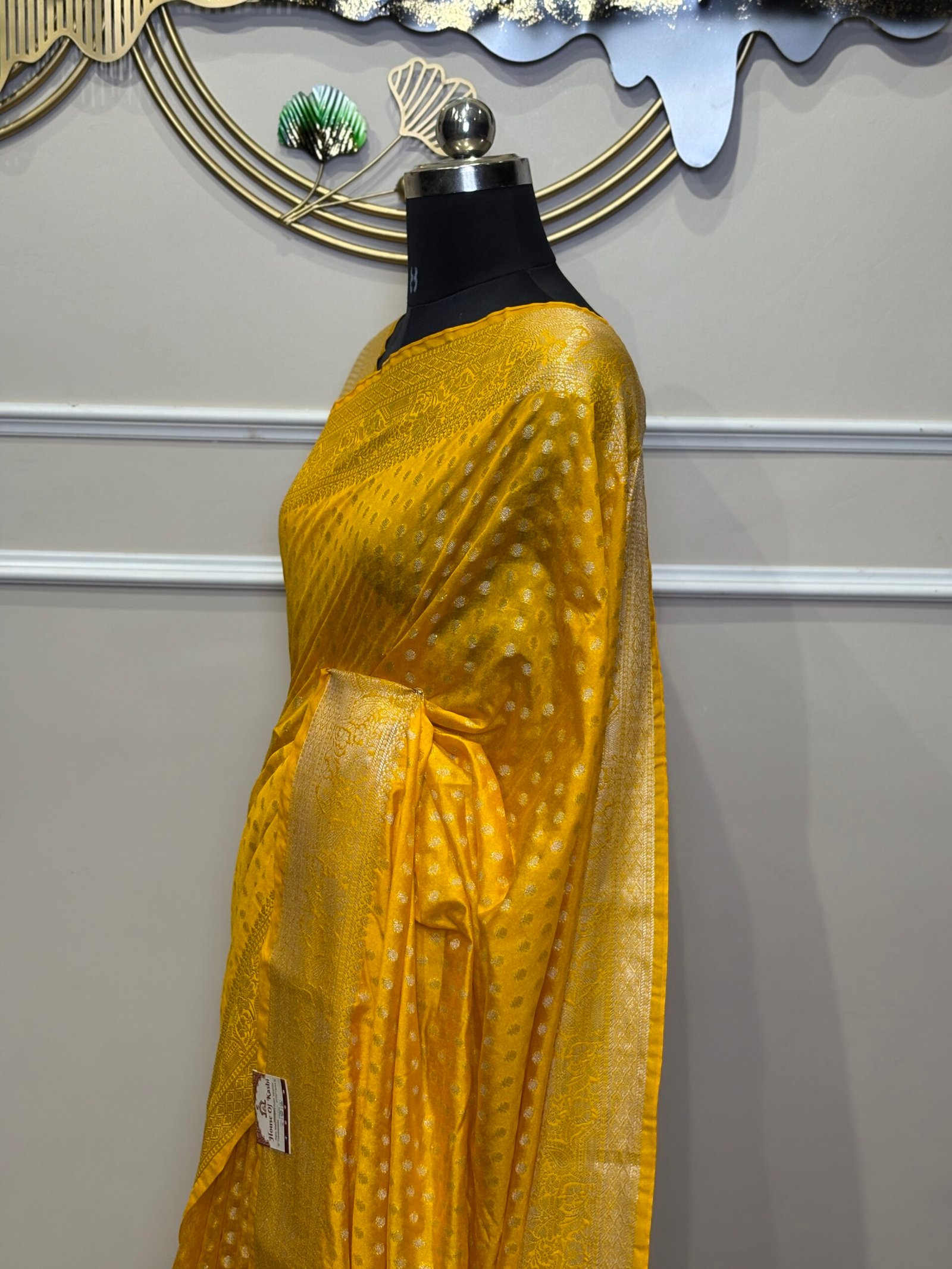 Mustard Yellow Banarasi Saree - Image 7