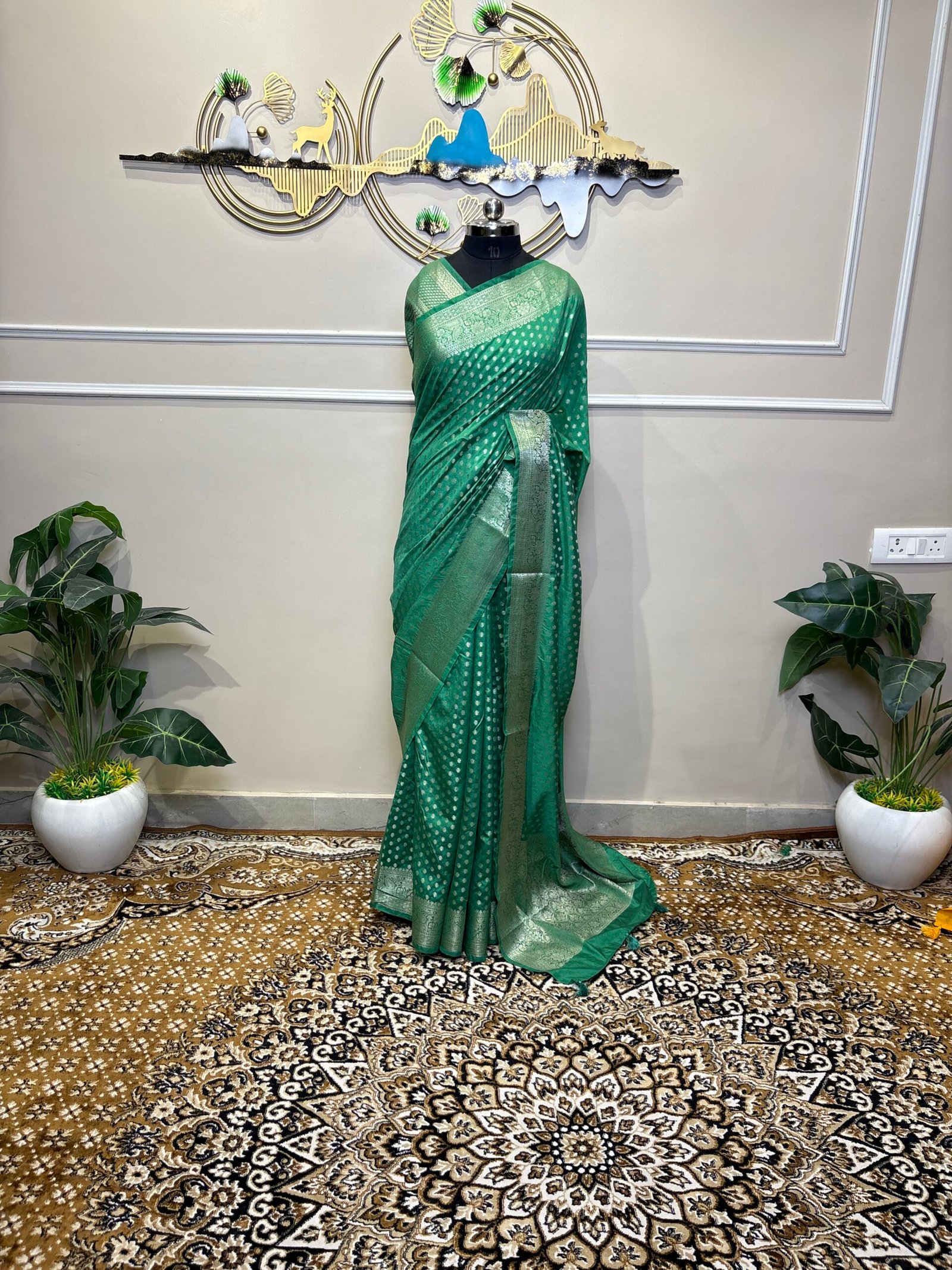 Premium Green Banarasi Saree - Image 2