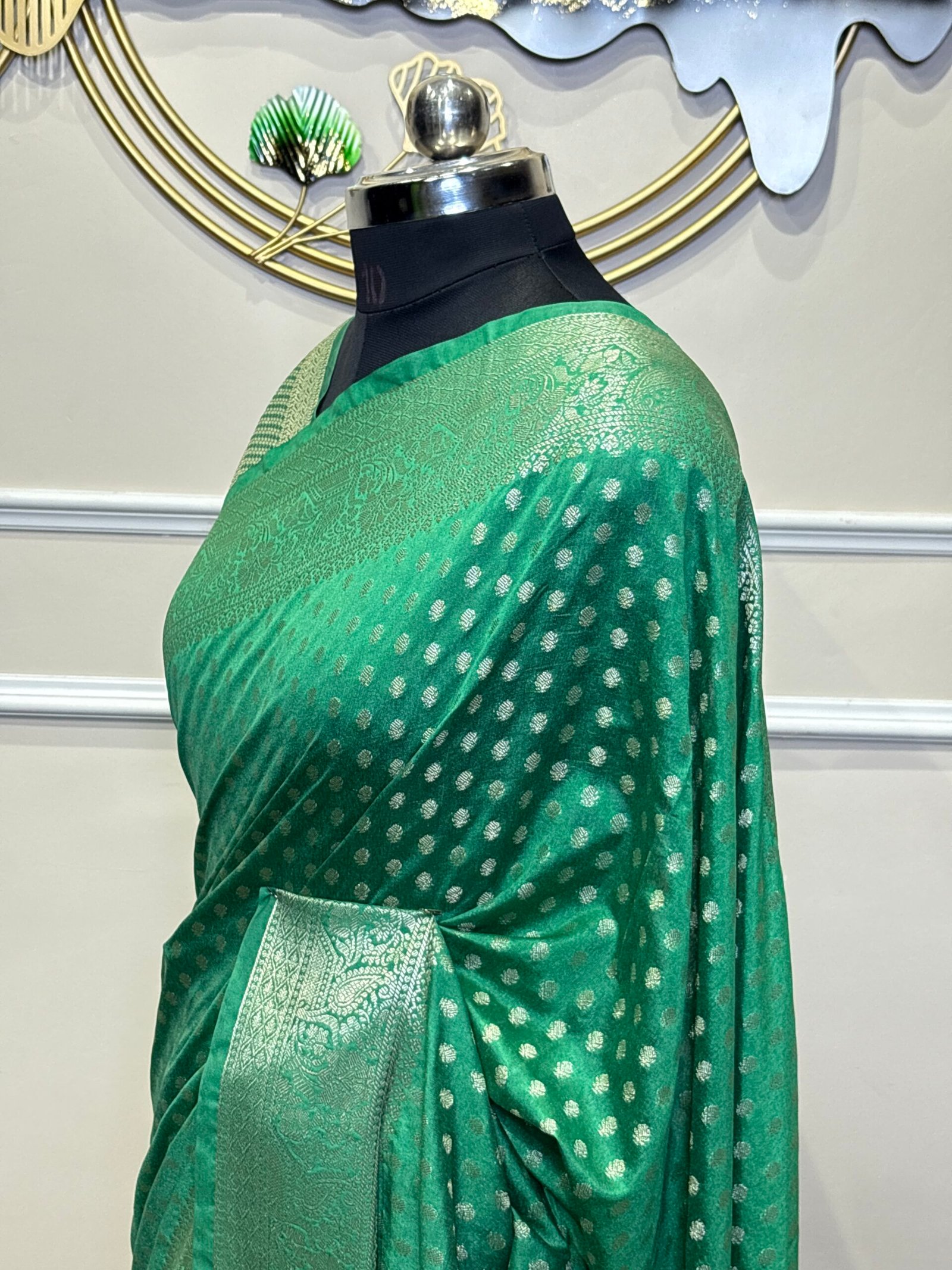 Premium Green Banarasi Saree - Image 6