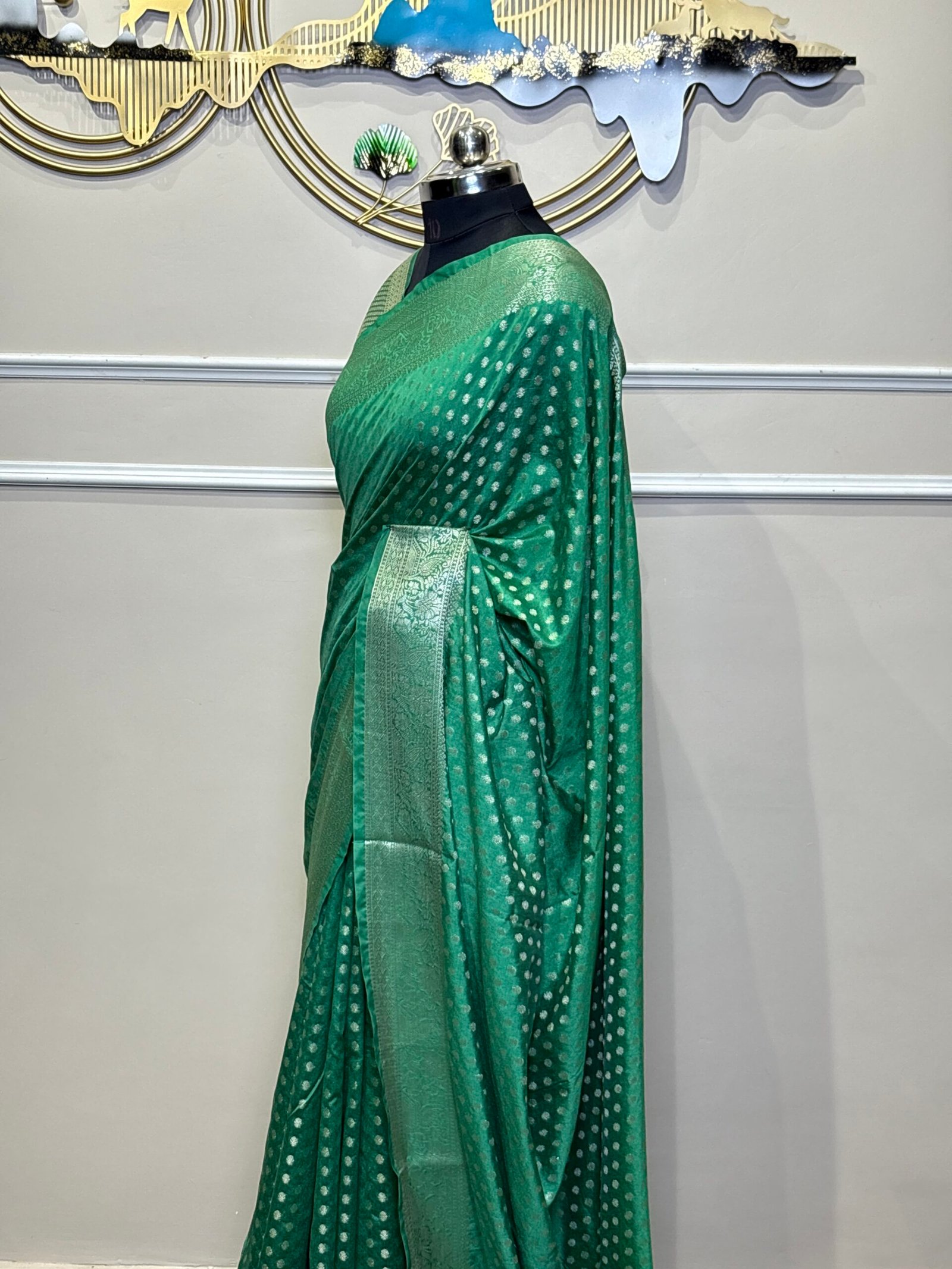 Premium Green Banarasi Saree - Image 5
