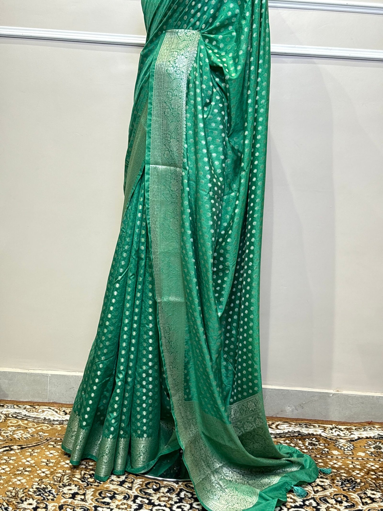 Premium Green Banarasi Saree - Image 7