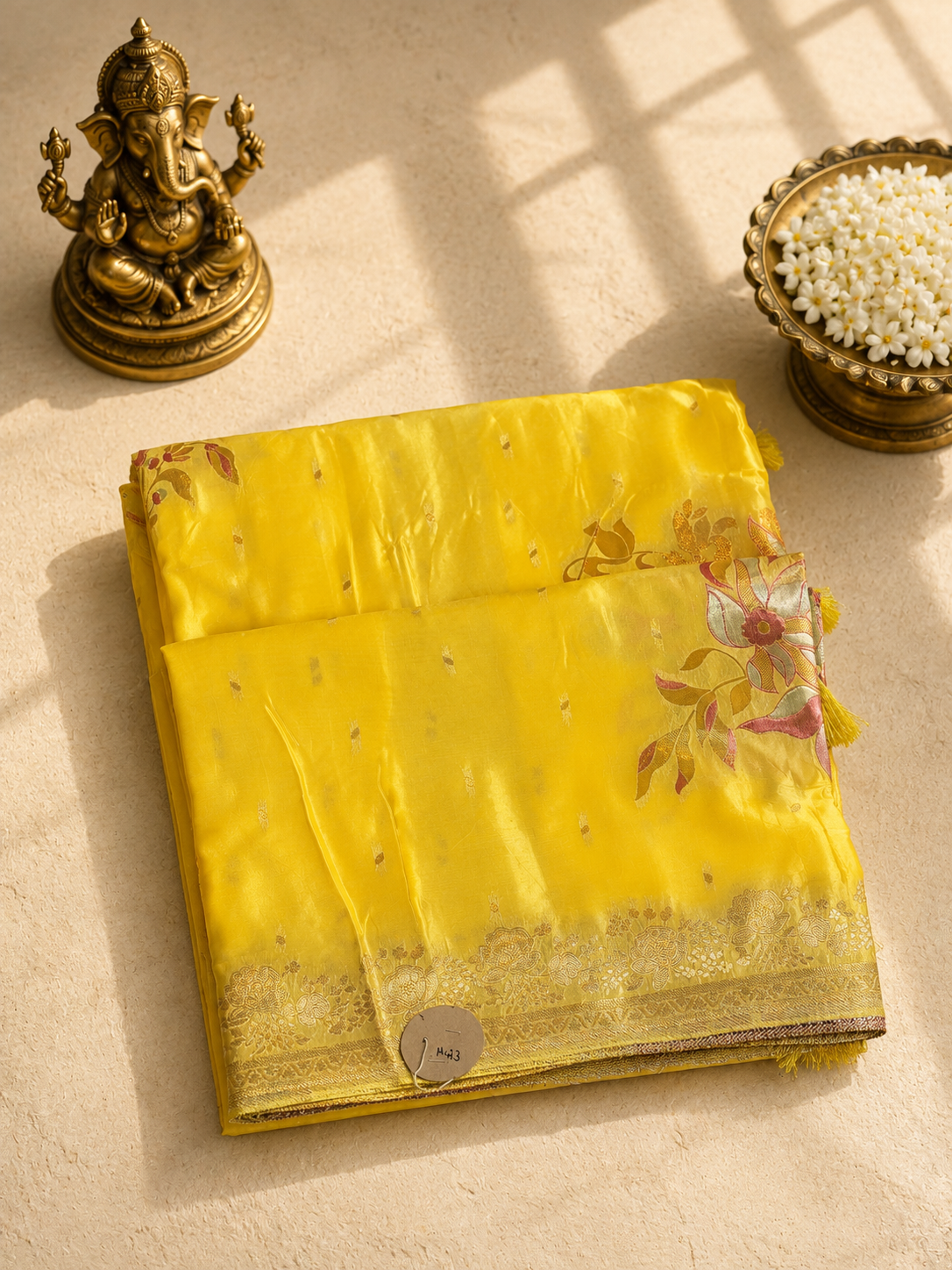 Banarasi Katan Silk Meenakari Saree – Lemon Yellow