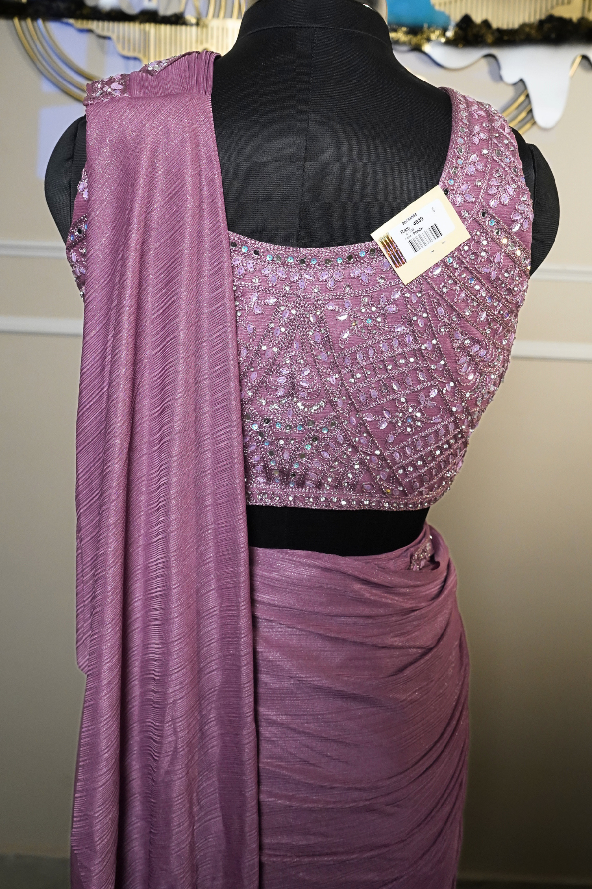 Lavender Ready-to-Wear Designer Saree - Image 5