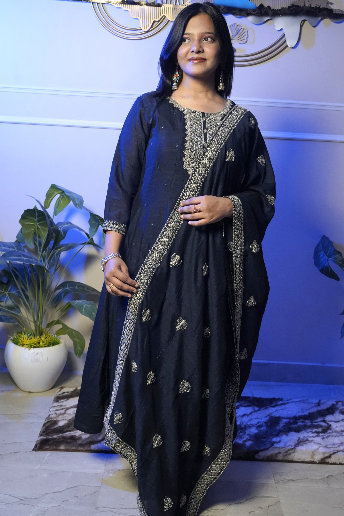 Black Embroidered Suit Set - Image 3
