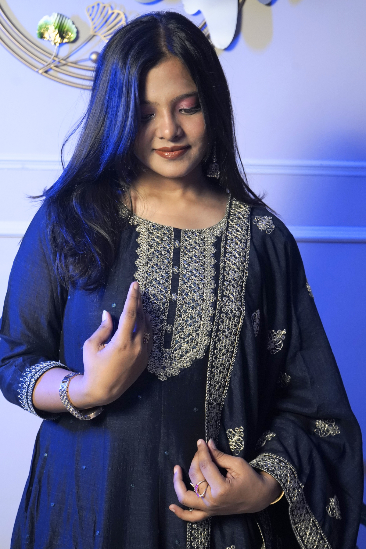Black Embroidered Suit Set