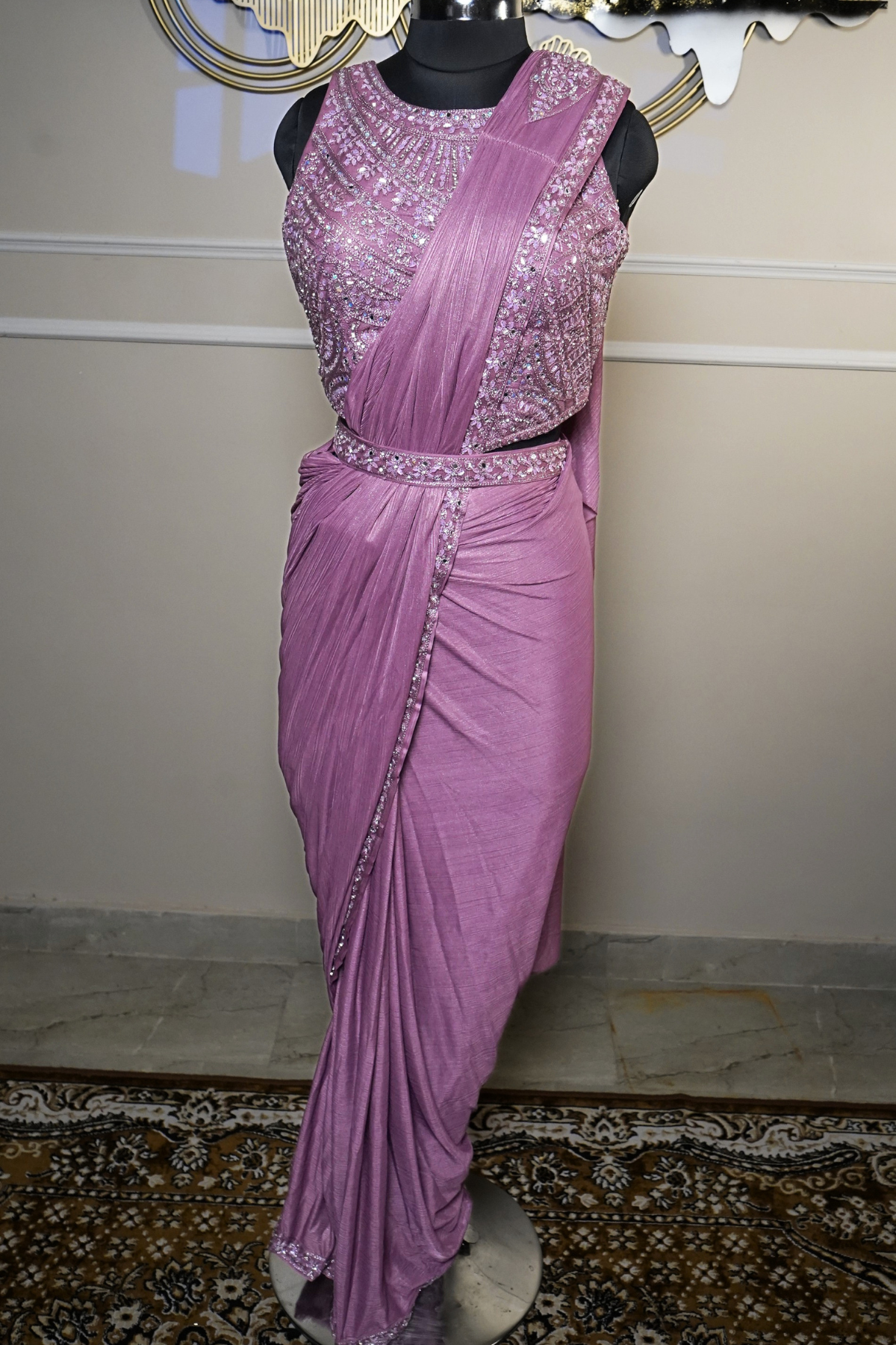 Lavender Ready-to-Wear Designer Saree - Image 2
