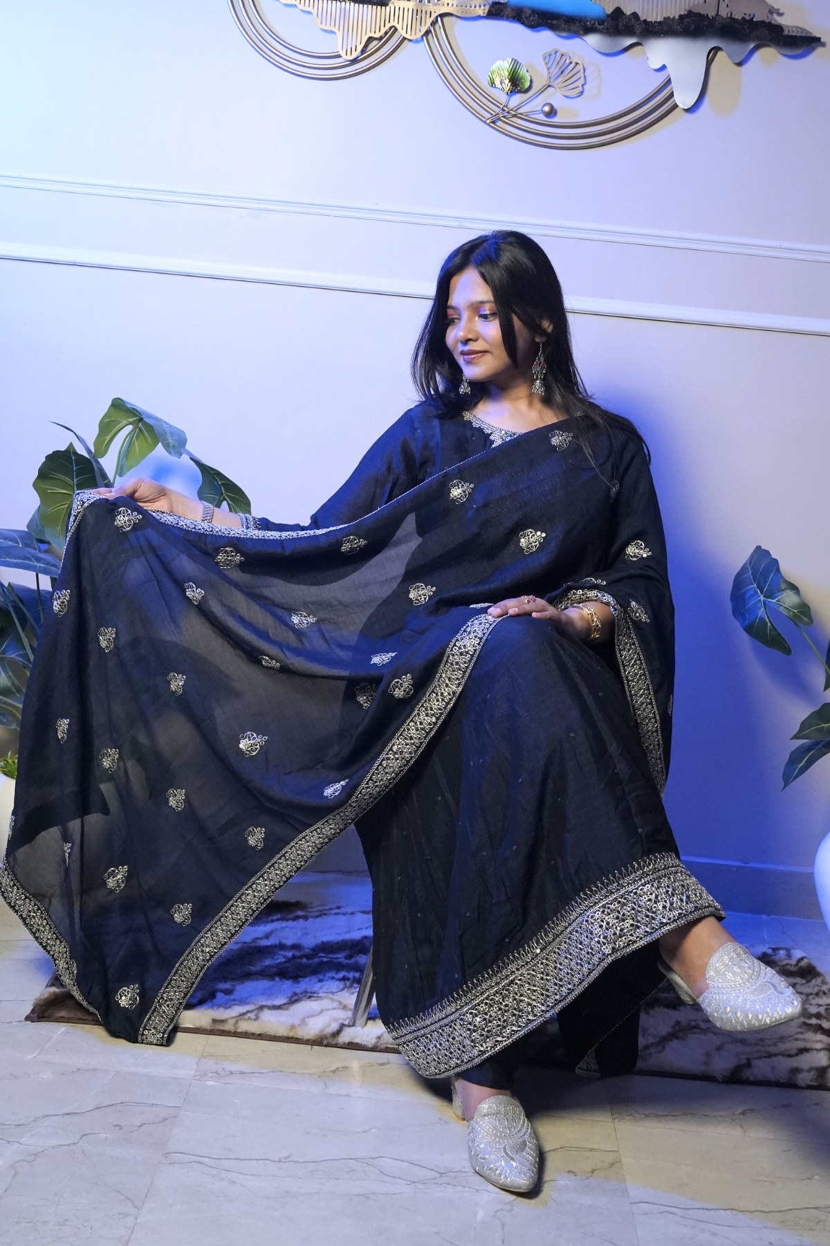 Black Embroidered Suit Set - Image 4