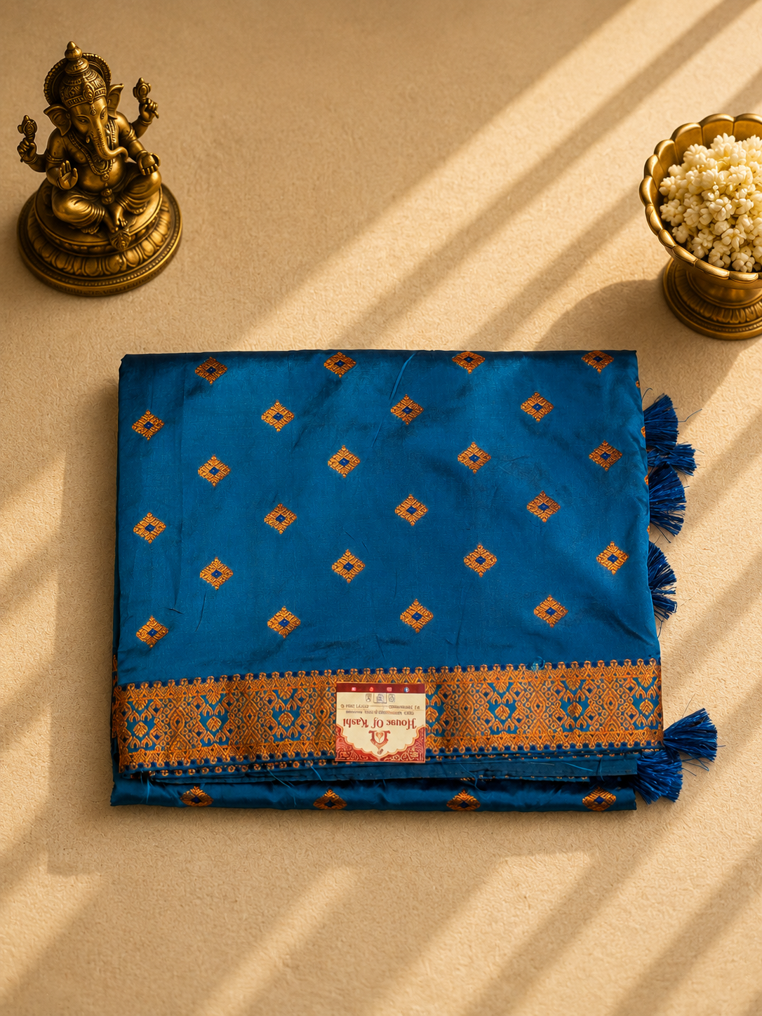 Teal Blue Banarasi Silk Saree with Zari Buti
