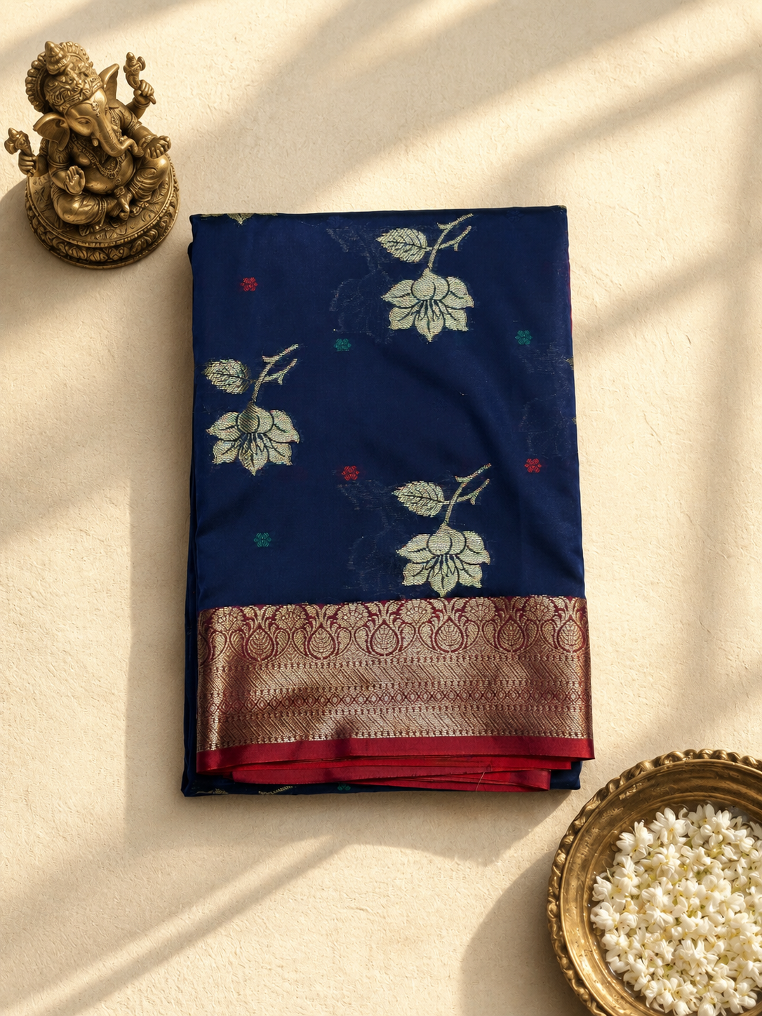 Royal Navy Blue Banarasi Silk Saree
