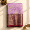 Lavender Purple Banarasi Silk Saree with Wine Zari Border