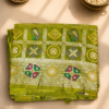 Olive Green Banarasi Saree with Intricate Silver Zari & Multicolor Woven Motifs