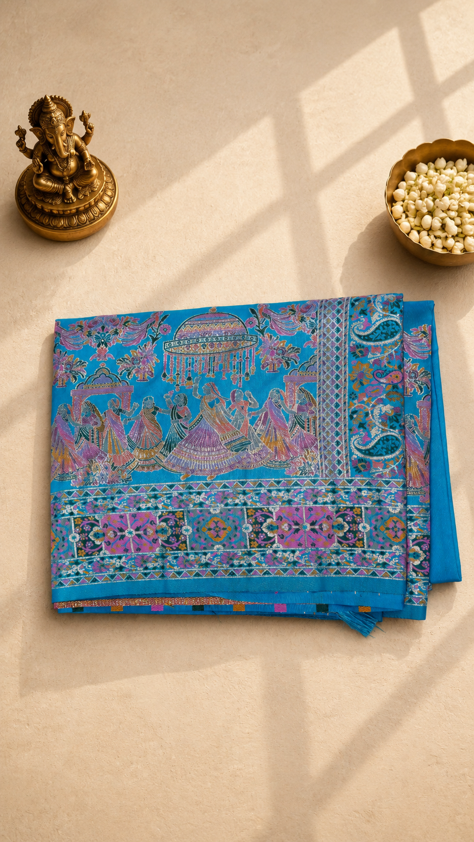 Sky Blue Banarasi Saree with Intricate Woven Border & Designer Pallu