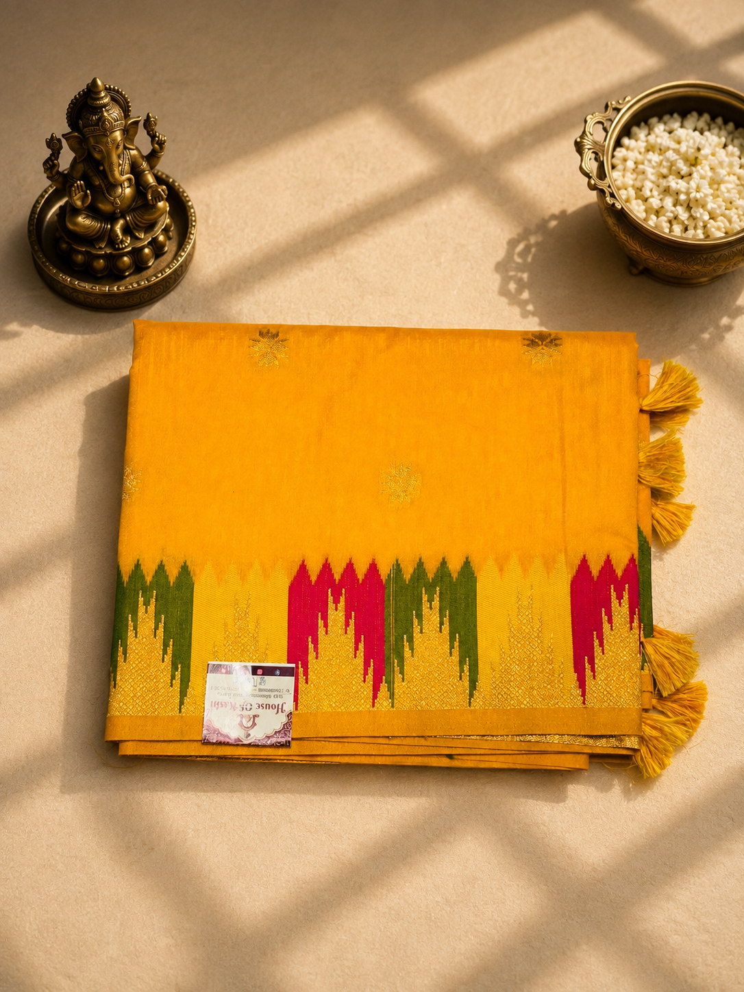 Sunshine Yellow Paithani Silk Saree with Traditional Multicolor Border
