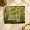 Olive Green Banarasi Silk Saree with Multicolor Floral Zari Weaving