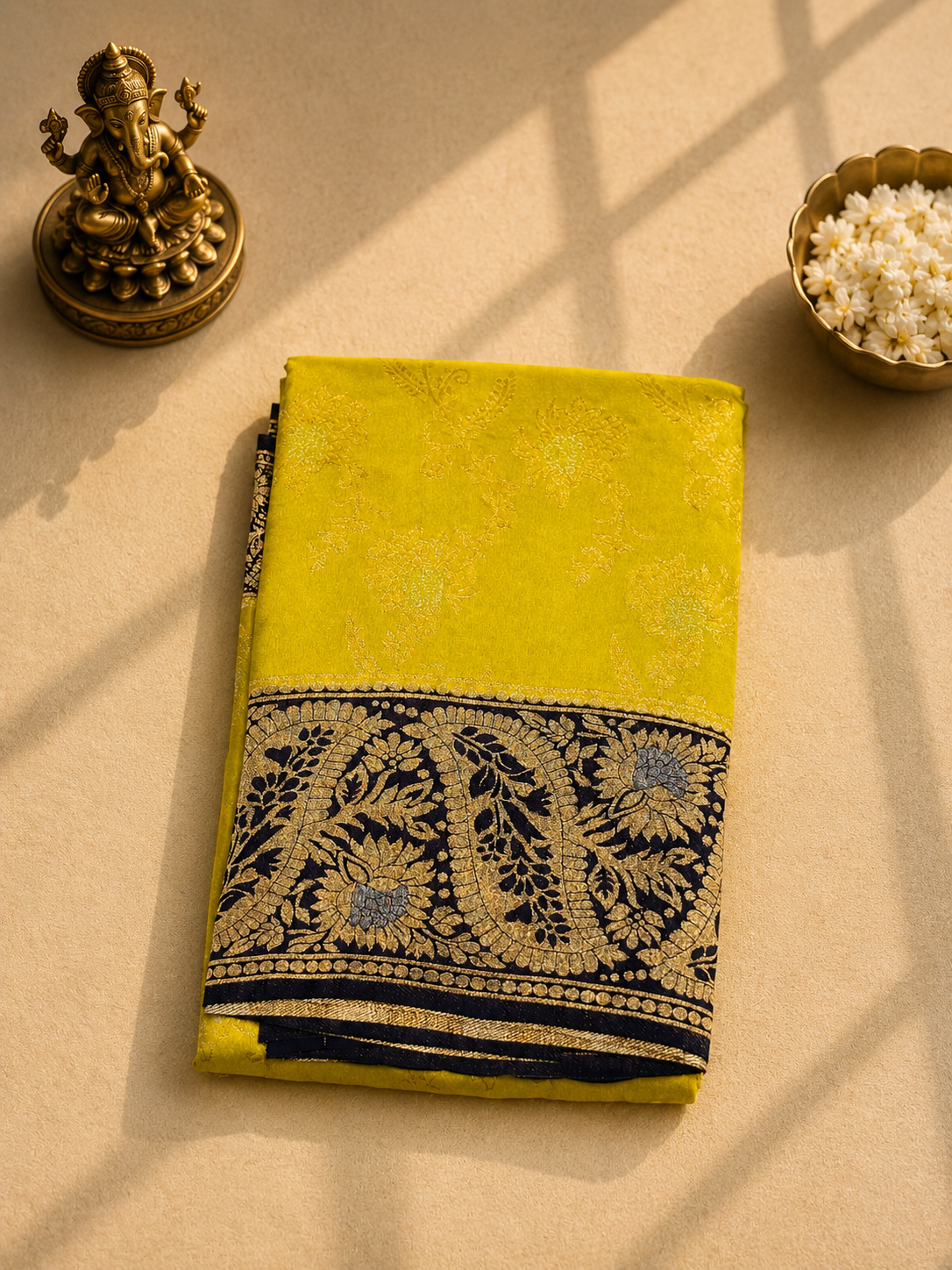 Lime Green & Royal Purple Dual Tone Saree with Silver Zari Woven Border