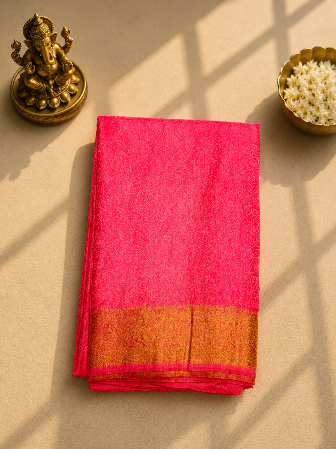 Pink Banarasi Saree with Rich Golden Zari Weaving